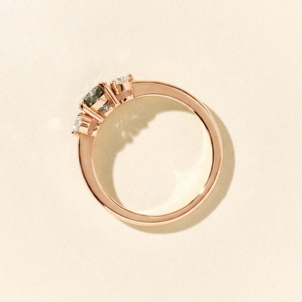 Bague Bahia saphir vert et diamants PM - Or rose