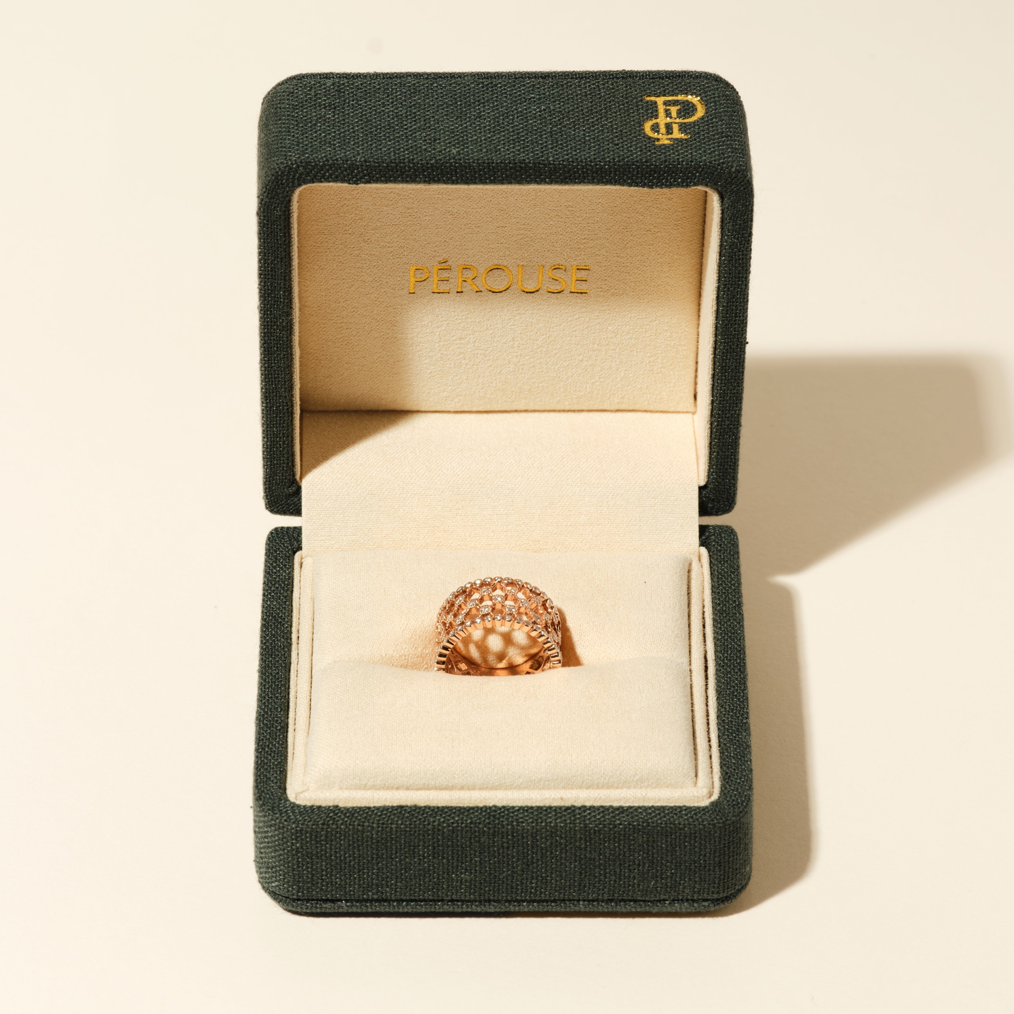 Bague Blanche diamants serti clos - Or rose