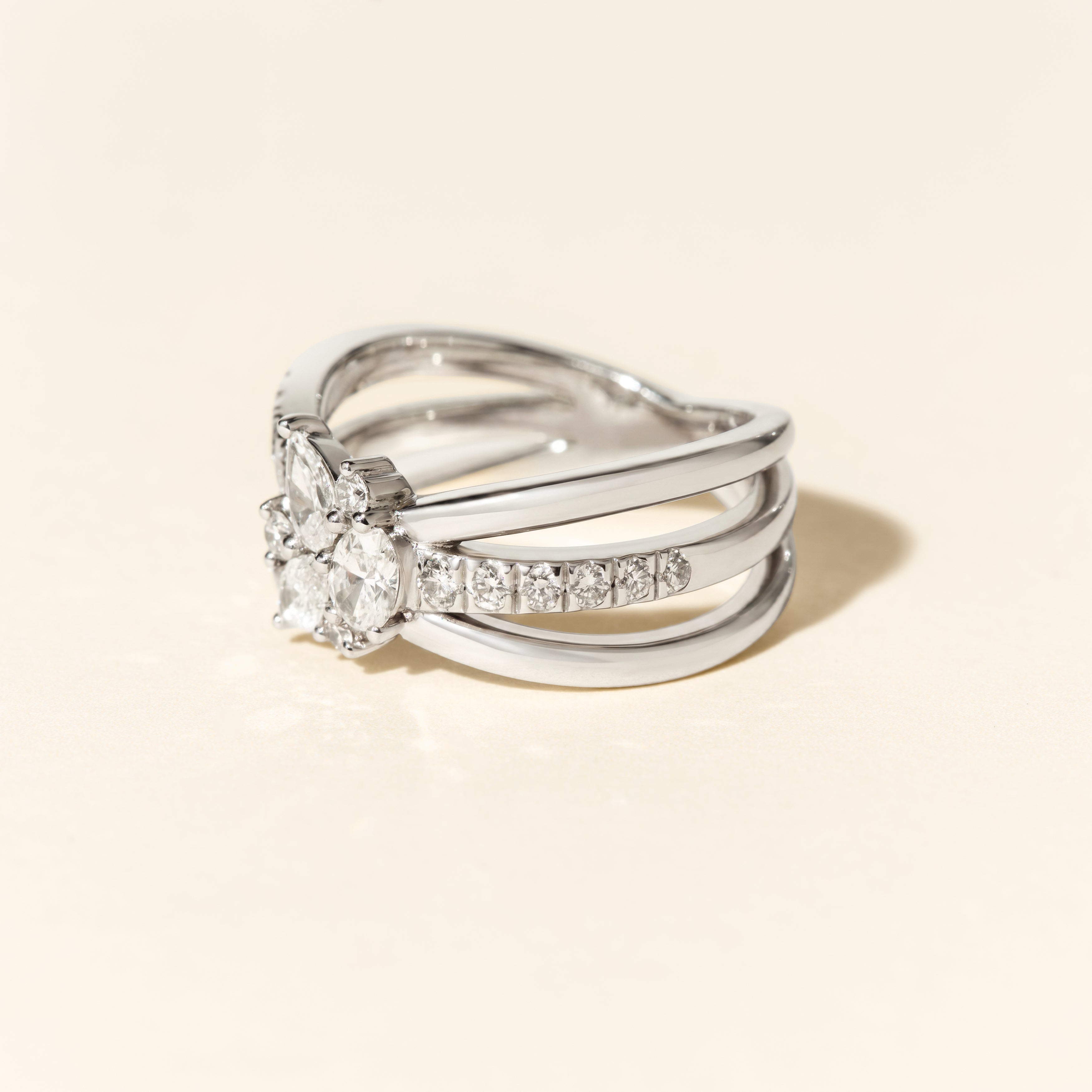 Bague Bouquet Solitaire - Or blanc