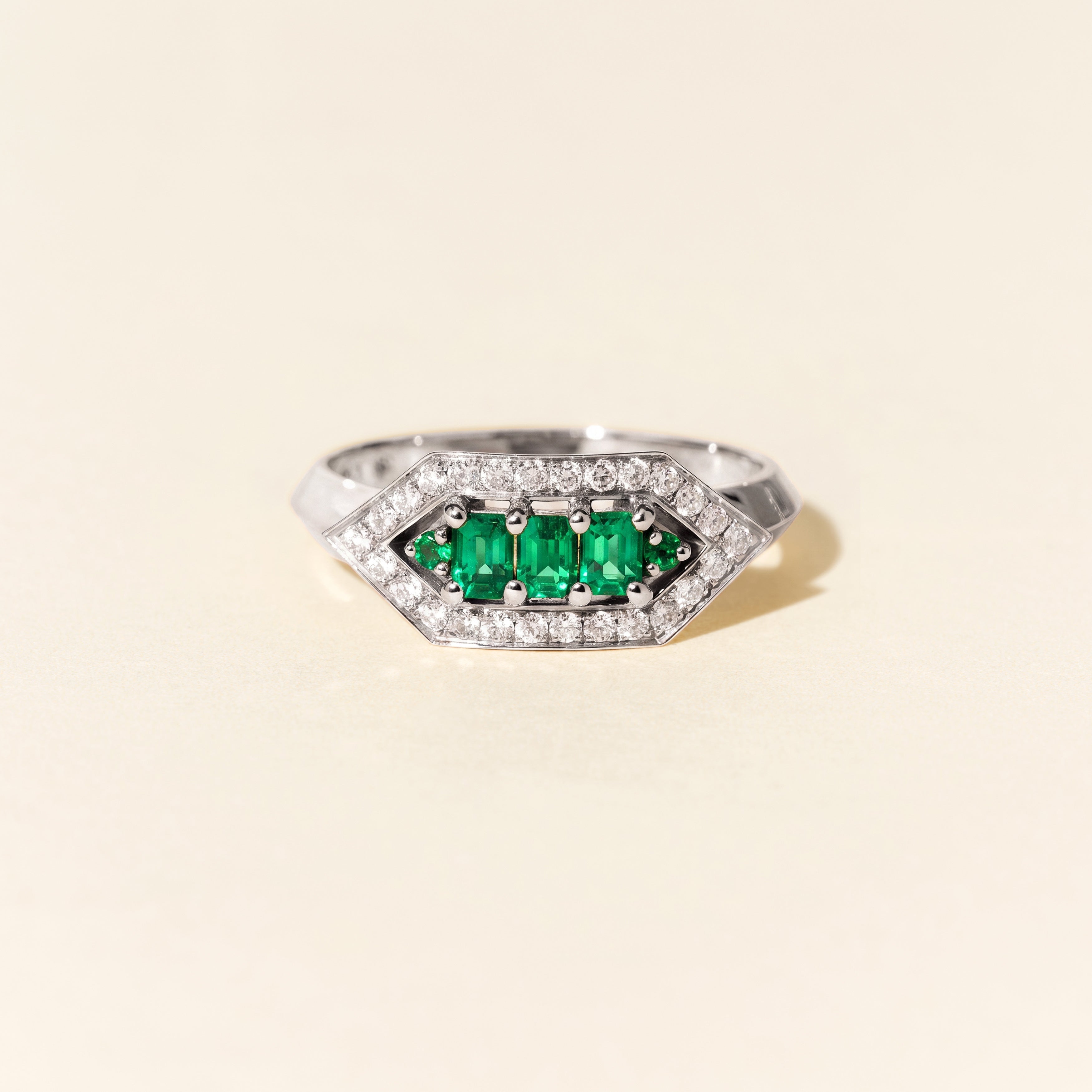 Bague Brooklyn émeraudes - Or blanc