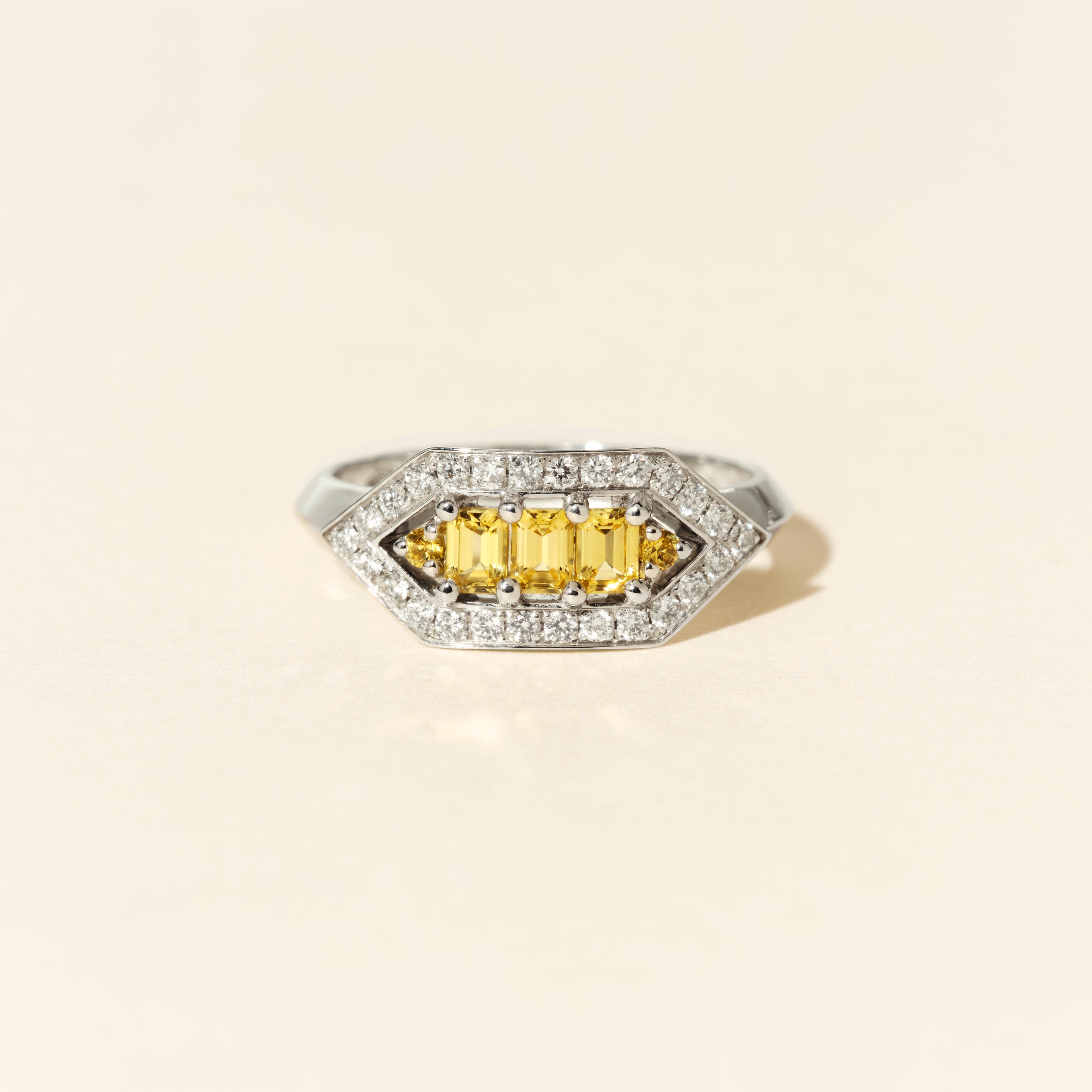 Bague Brooklyn saphirs jaunes - Or blanc