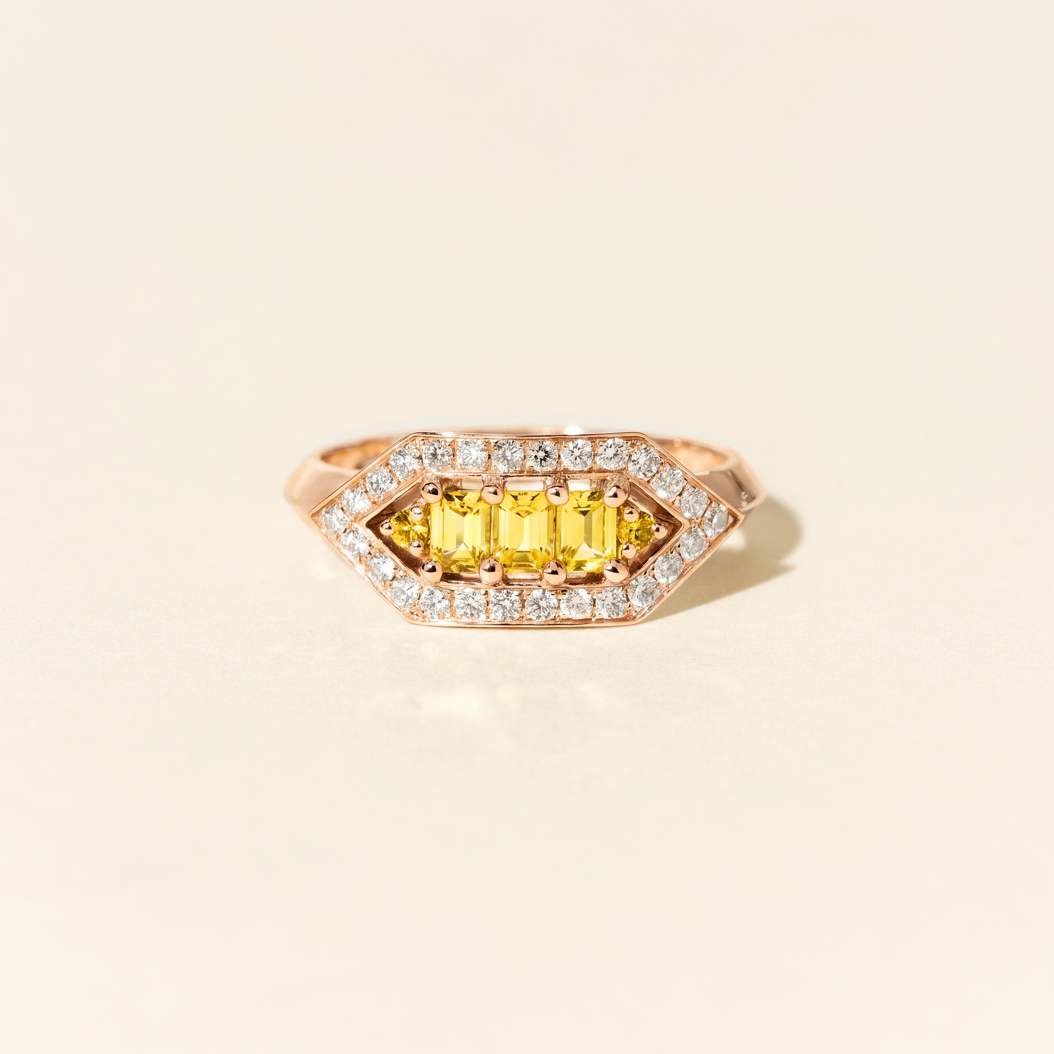 Bague Brooklyn saphirs jaunes - Or rose