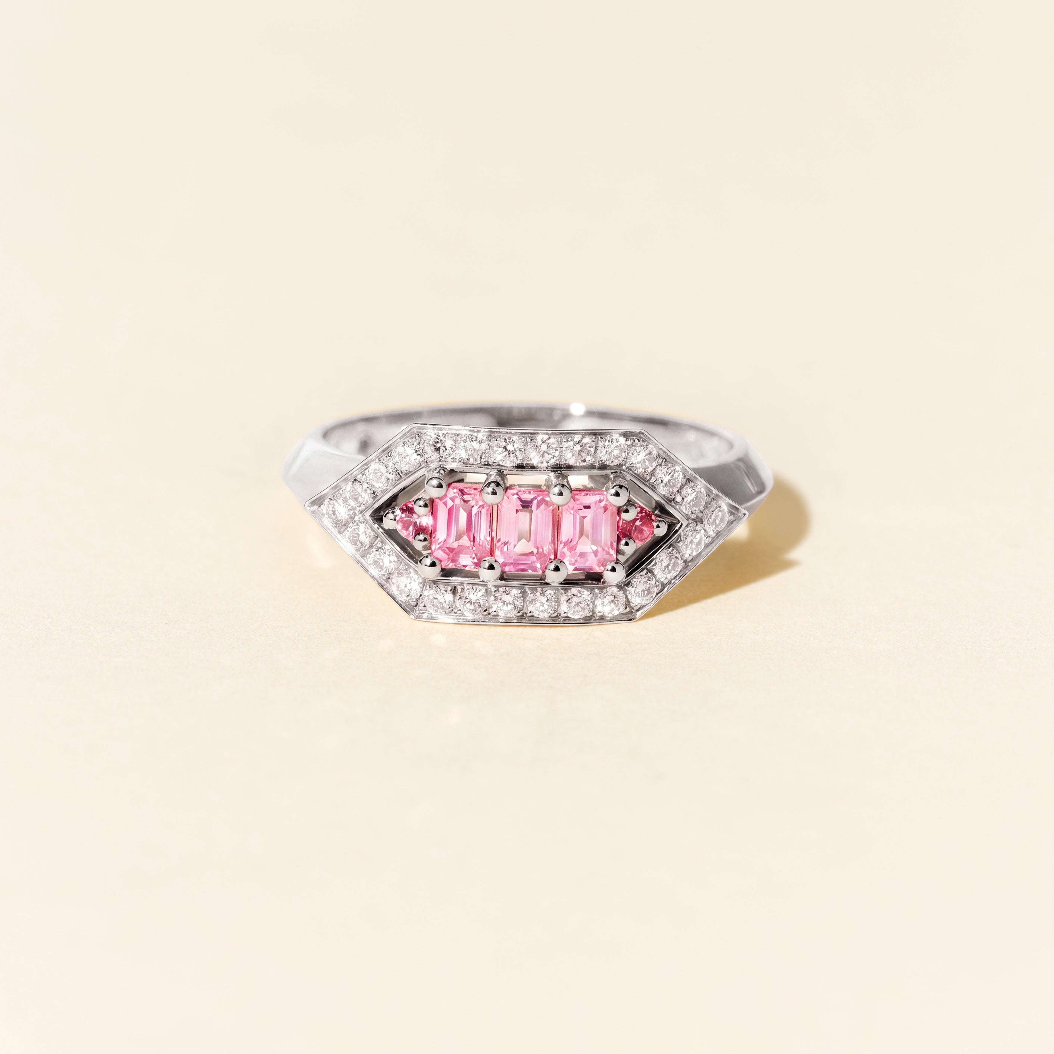 Bague Brooklyn saphirs roses - Or blanc