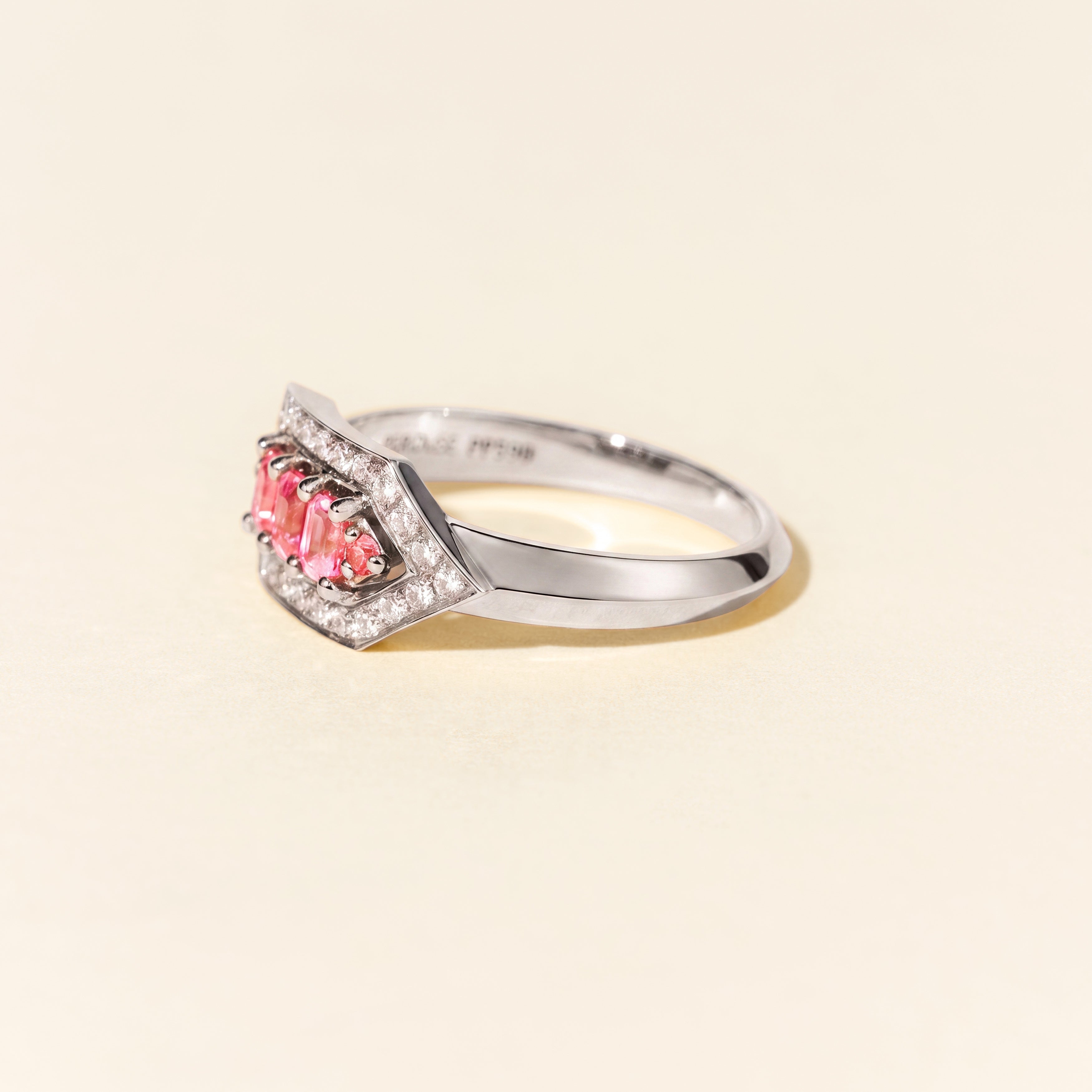 Bague Brooklyn saphirs roses - Or blanc