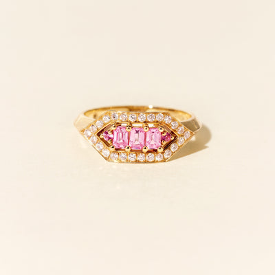 Bague Brooklyn saphirs roses - Or jaune