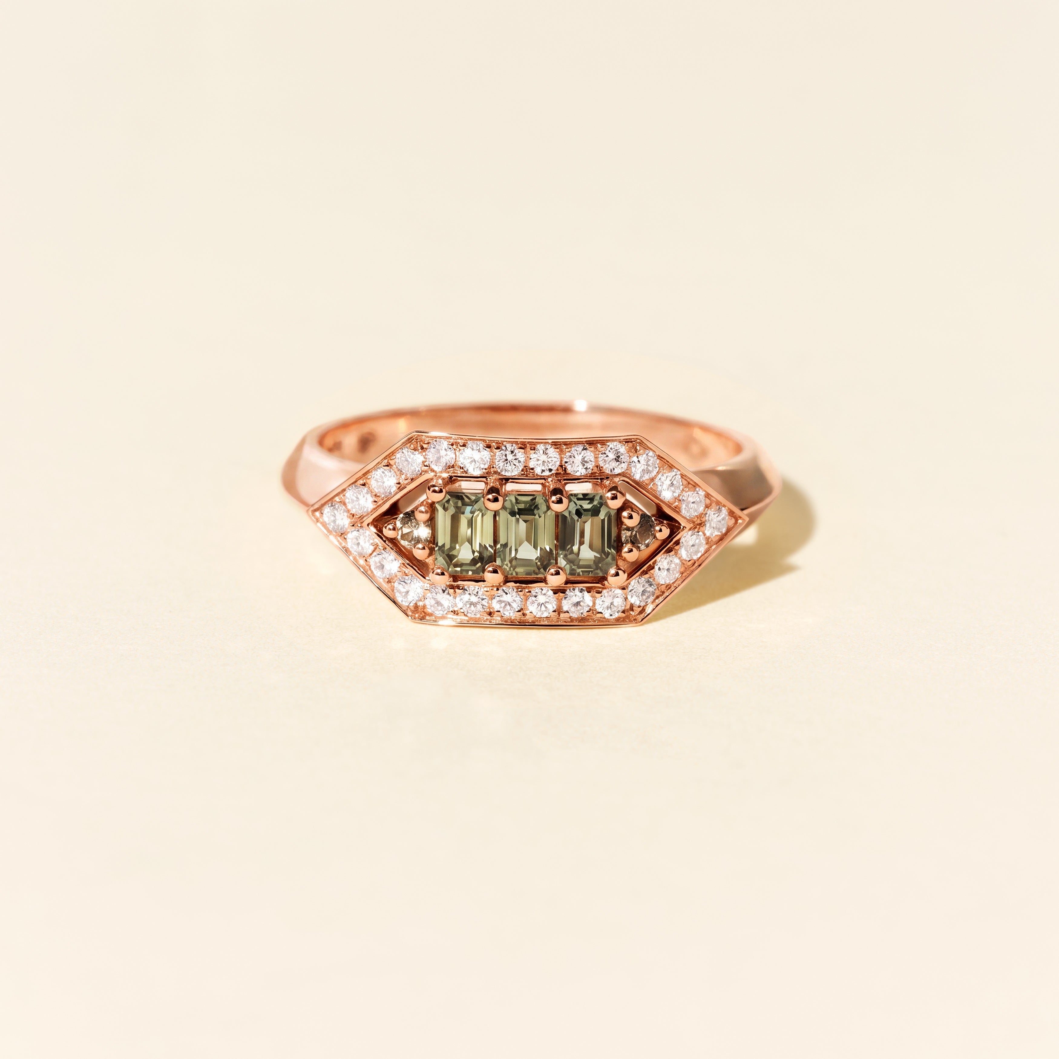 Bague Brooklyn saphirs verts - Or rose