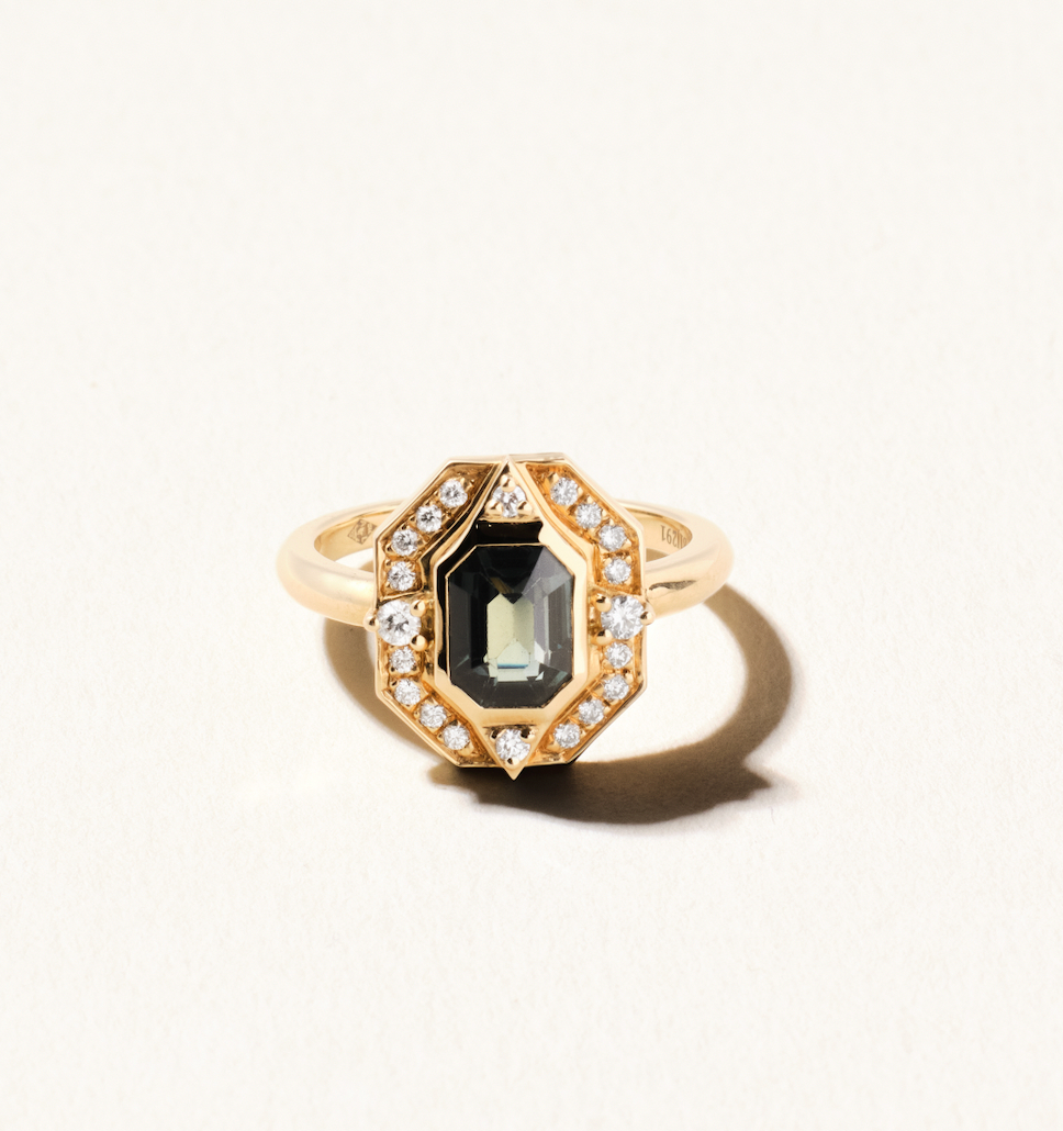 Bague Brooklyn Solitaire saphir vert - Or jaune