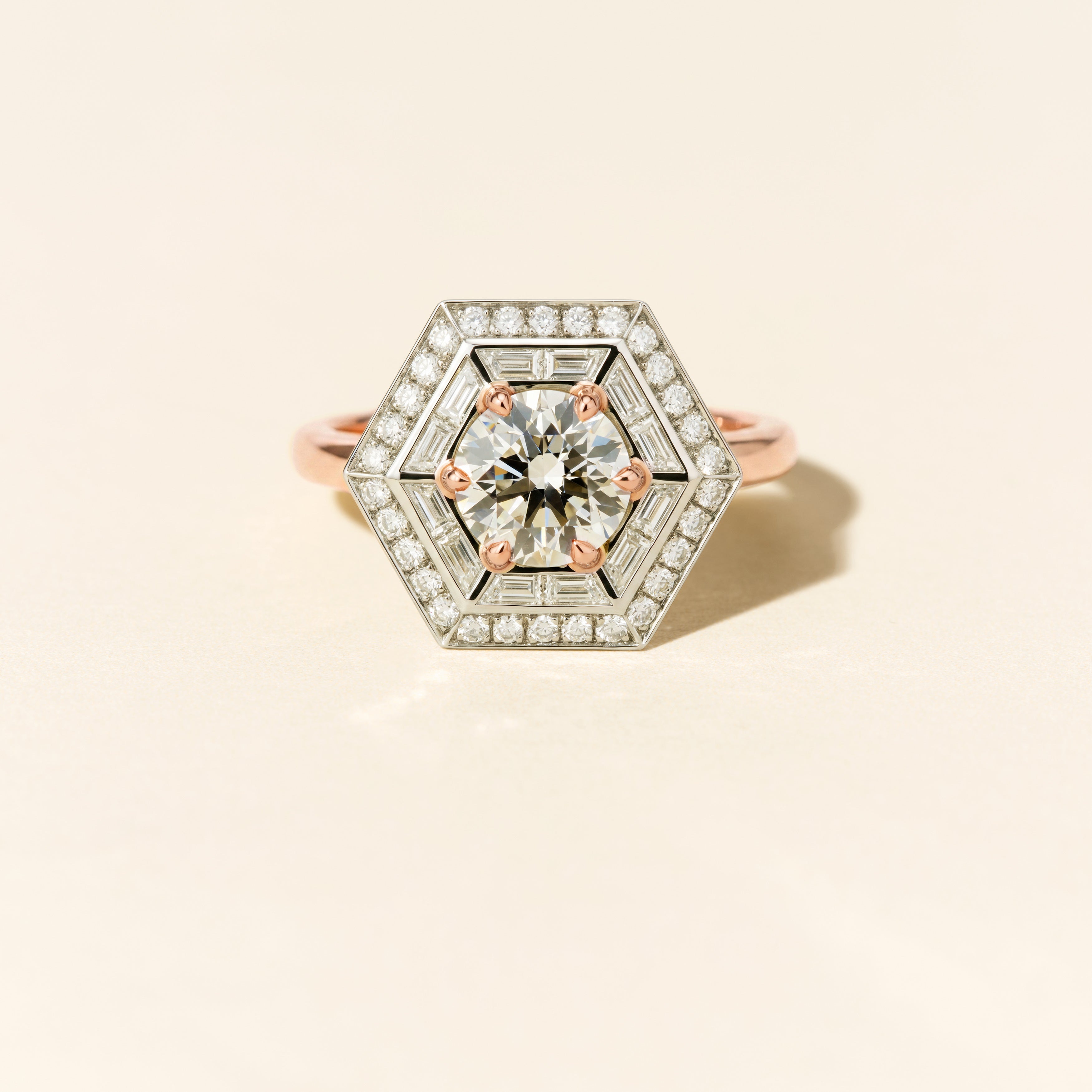 Bague Dallas Hexagon GM 1 carat - Or rose