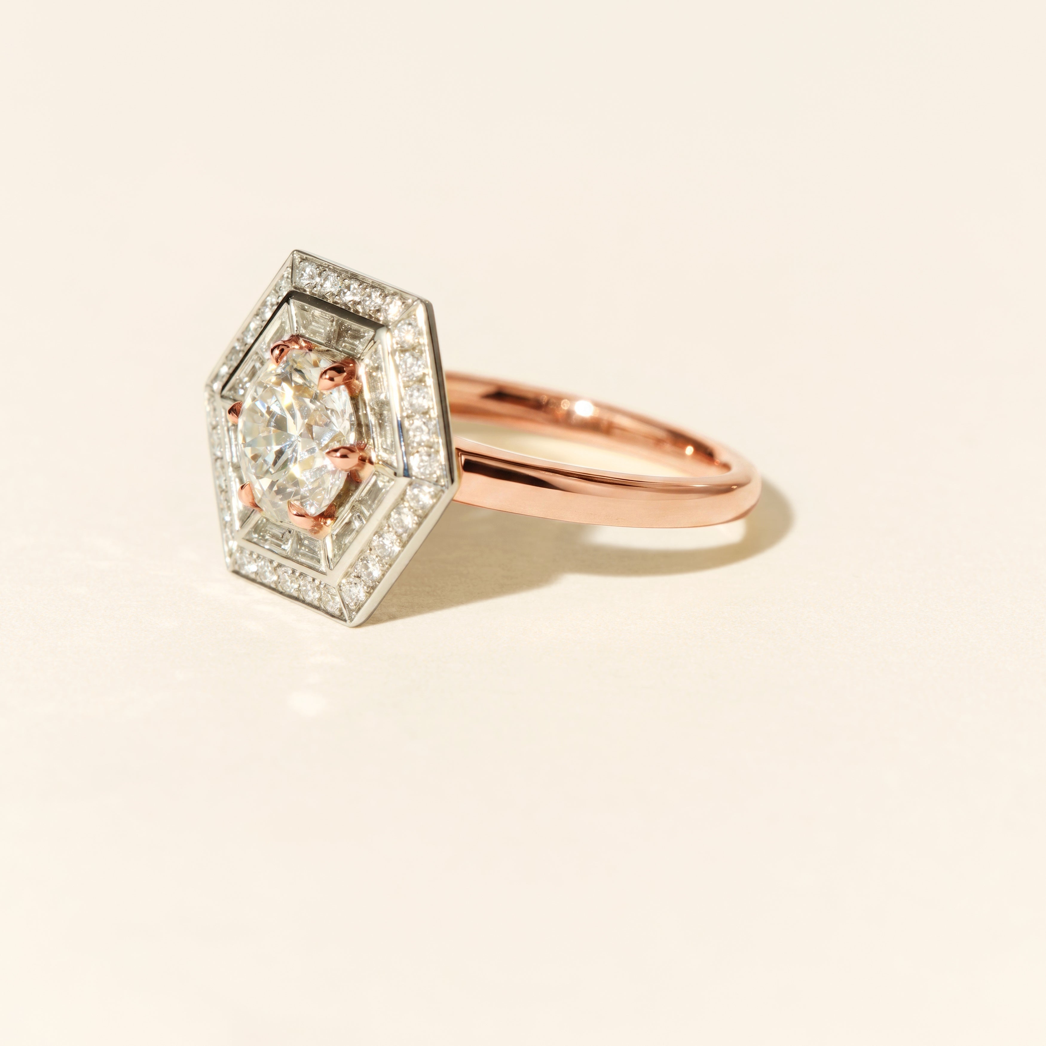 Bague Dallas Hexagon GM 0.80 carat - Or rose