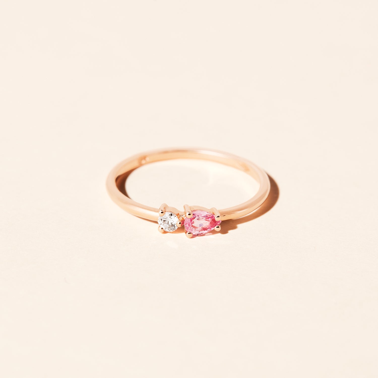Bague Jasmin saphir rose et diamant - Or rose