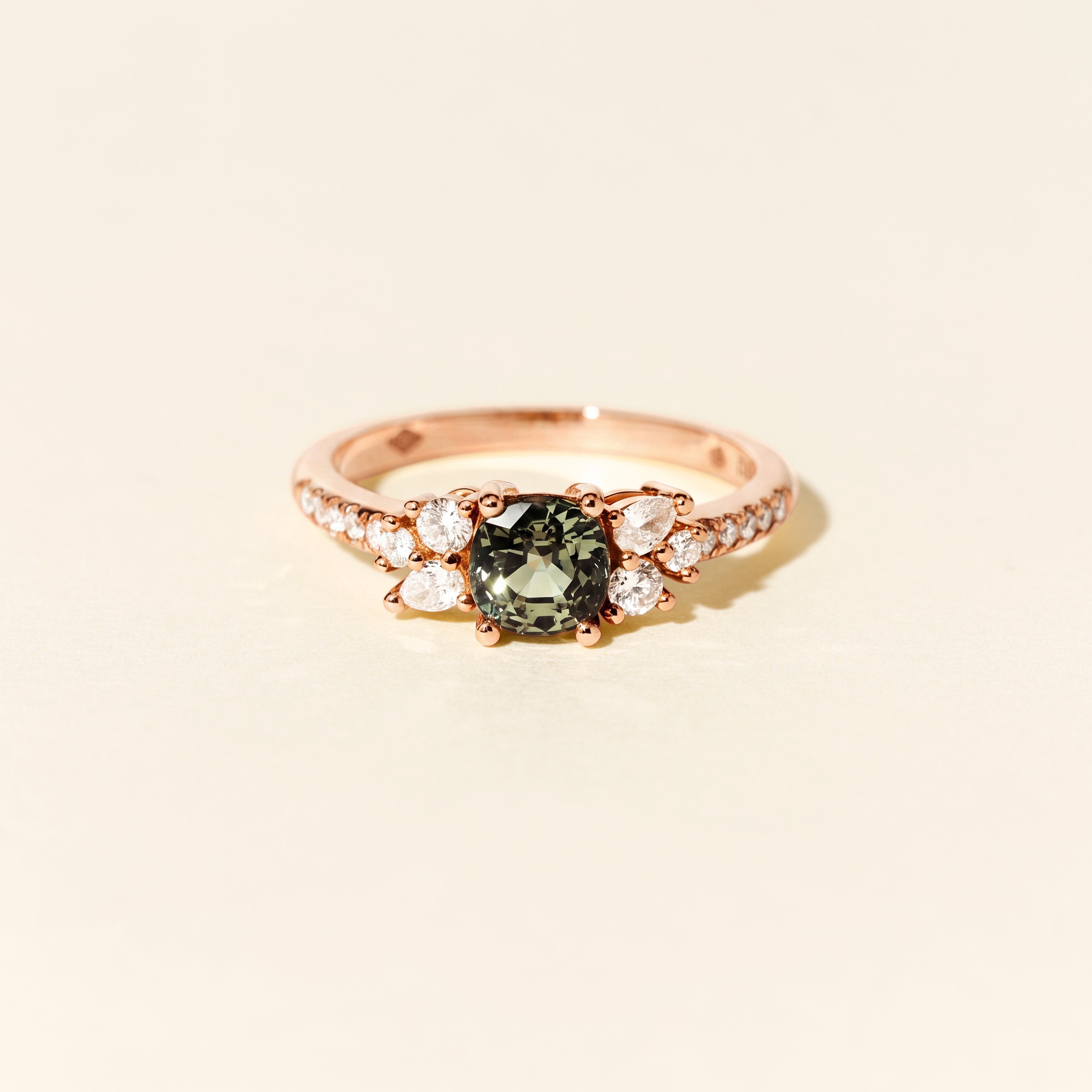 Bague Grenade saphir vert PM - Or rose
