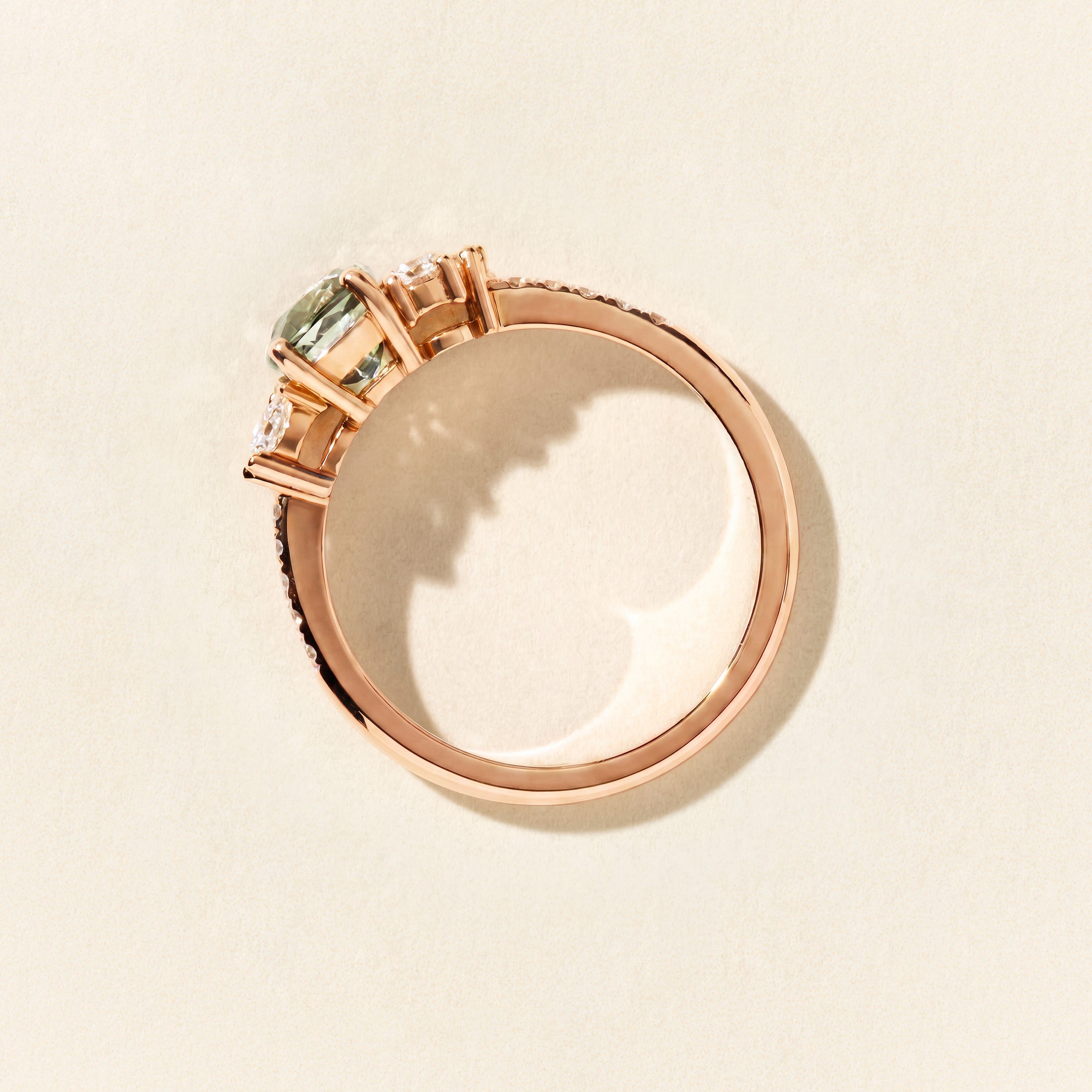 Bague Grenade saphir vert PM - Or rose
