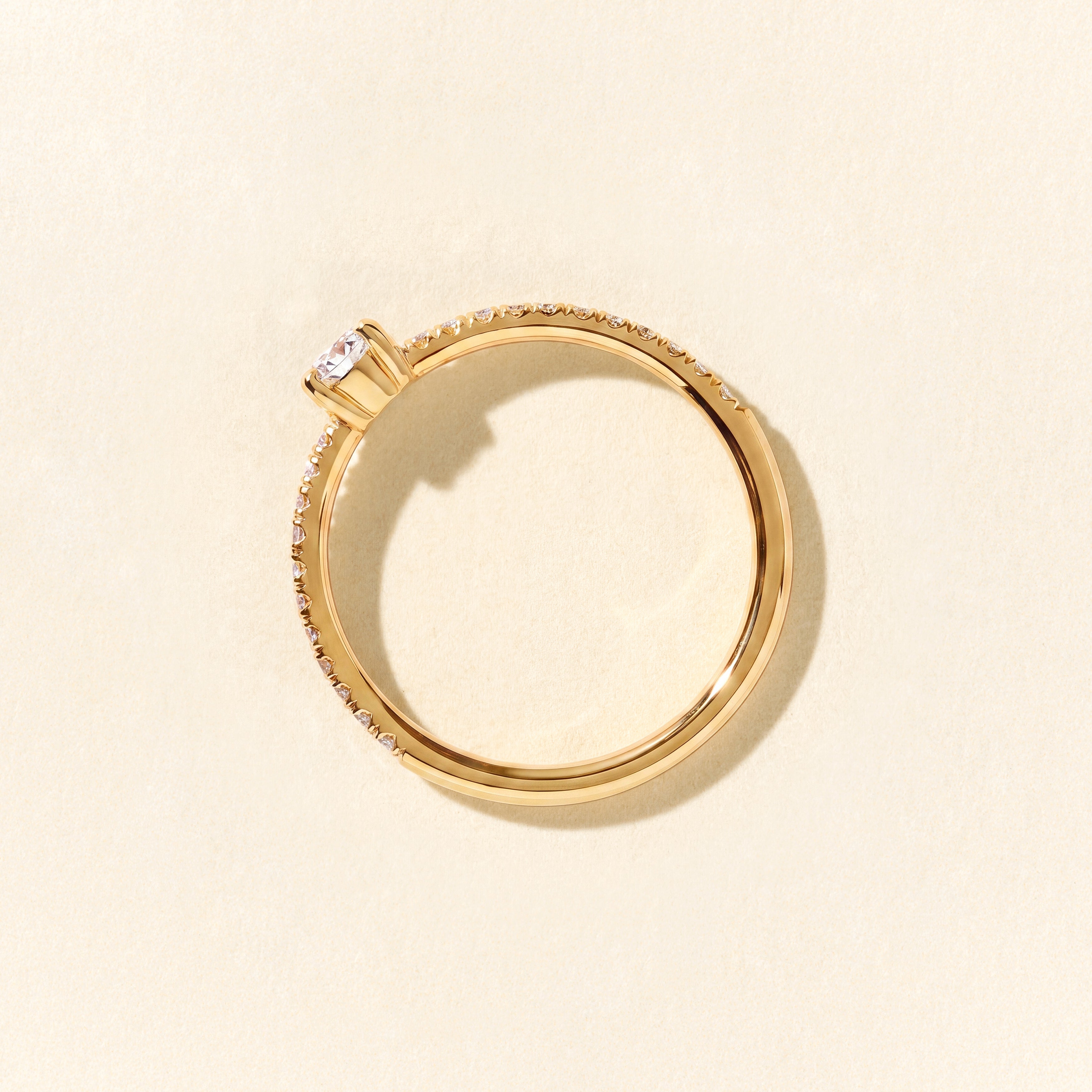 Bague Hibiscus solitaire diamant rond 0.30 carat - Or jaune