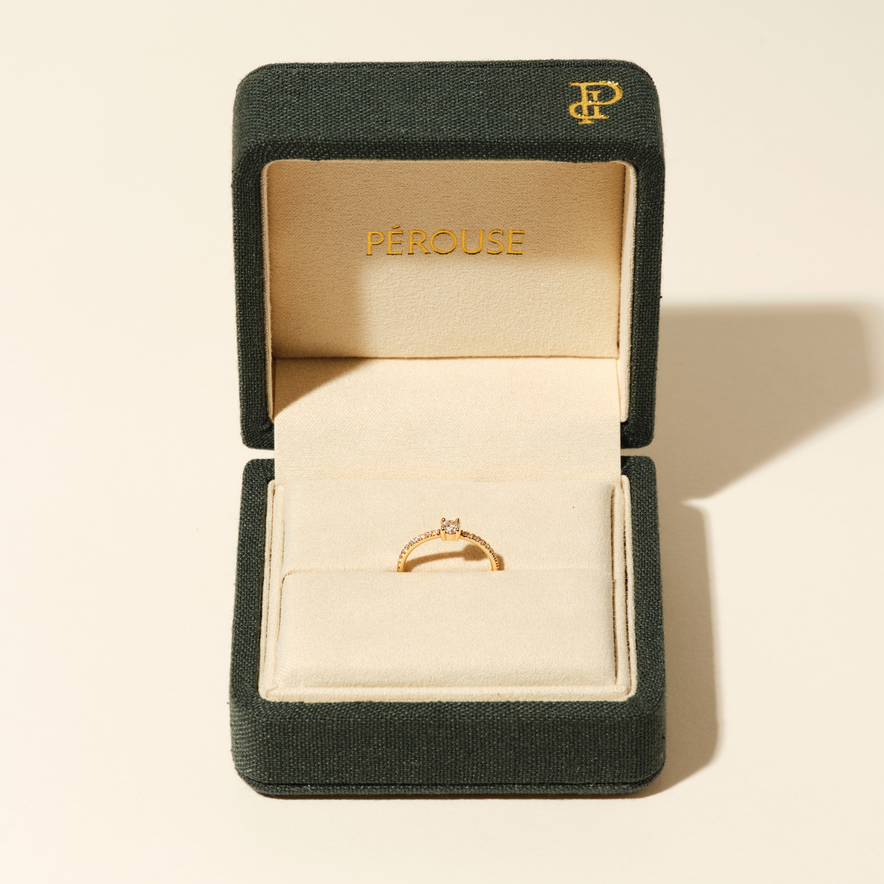 Bague Hibiscus solitaire diamant rond 0.30 carat - Or jaune