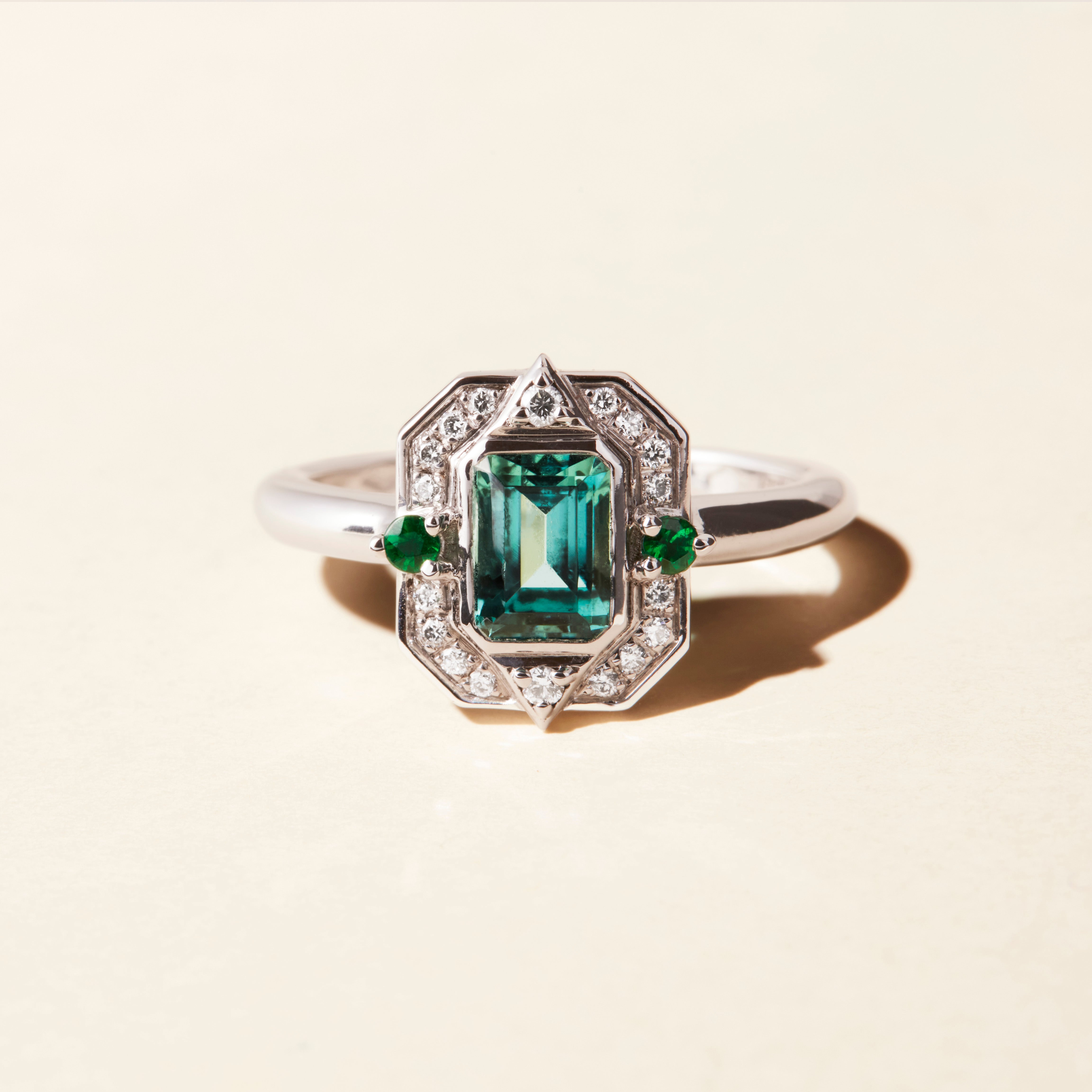 Bague Brooklyn Solitaire tourmaline - Or blanc