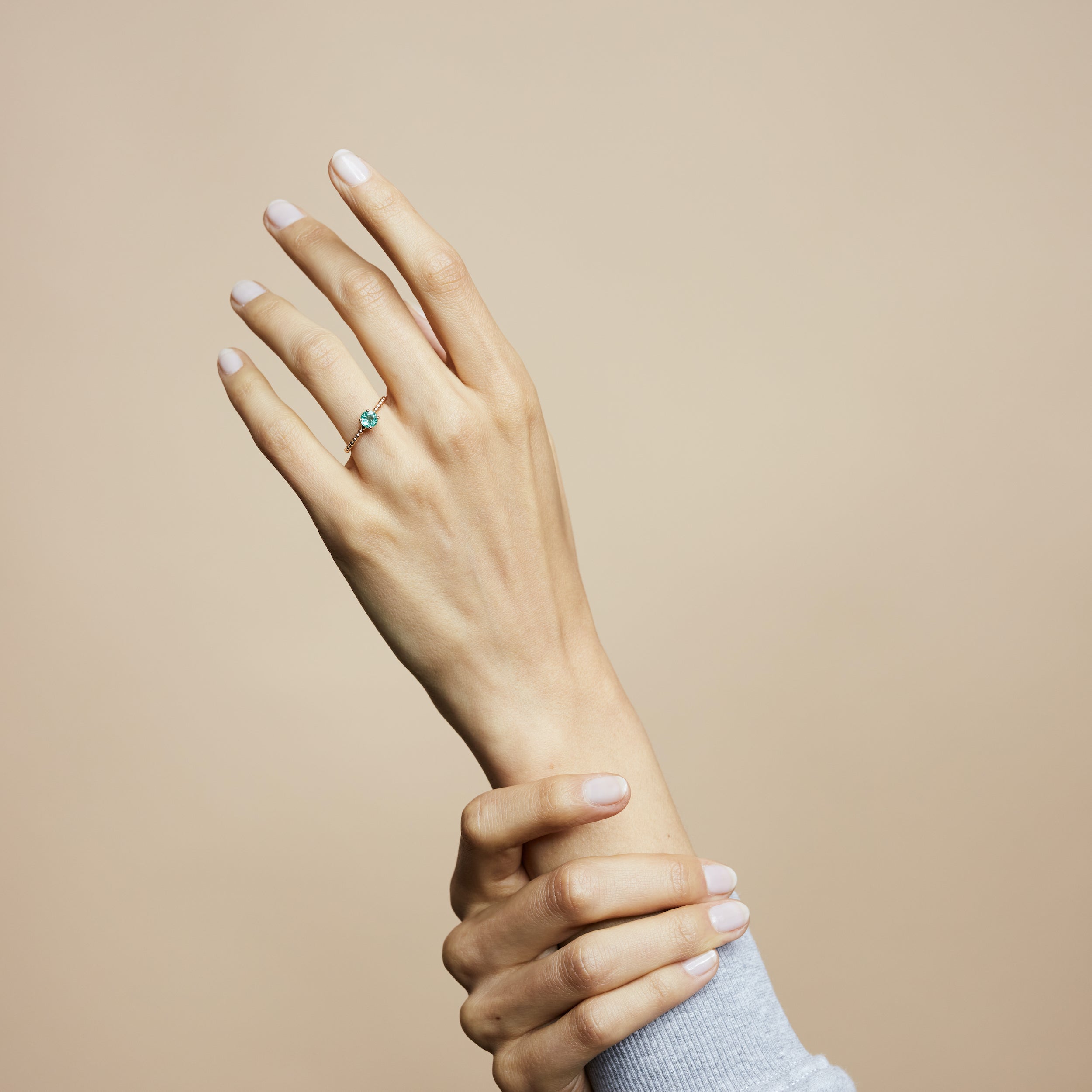 Alma Solitaire Emerald Ring - Rose Gold