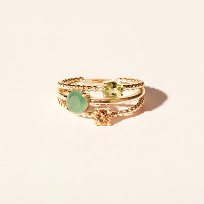 Alma Trio ring with citrine and peridot - Yellow gold