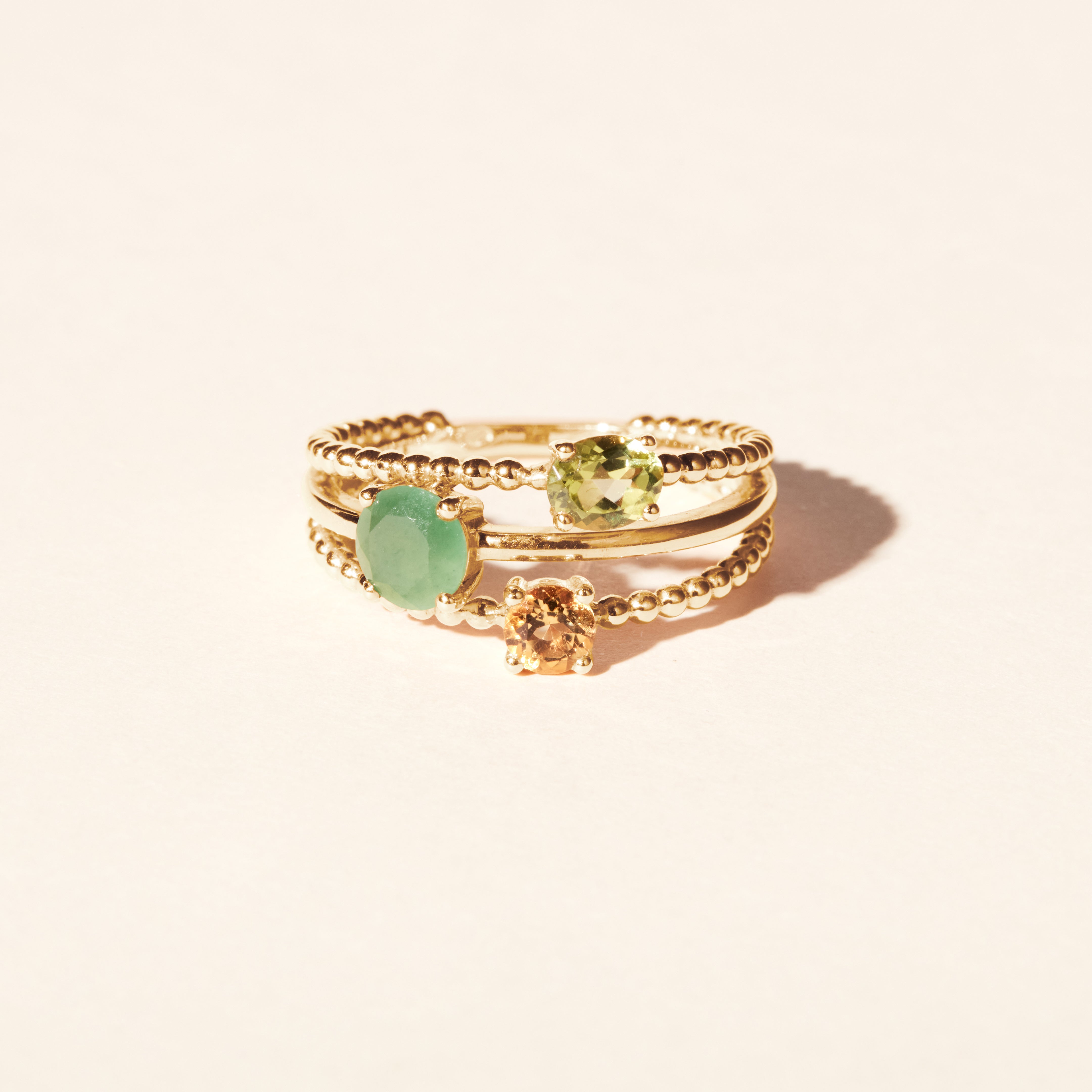 Alma Trio ring with citrine and peridot - Yellow gold