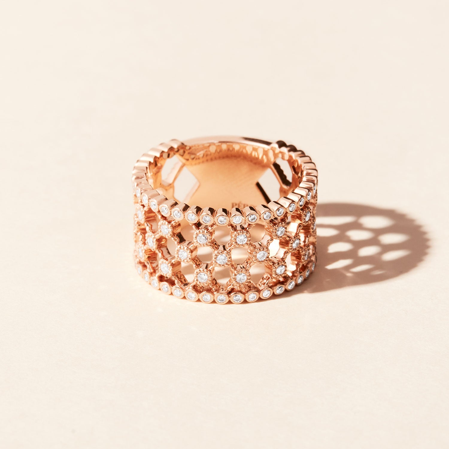 Bague Blanche diamants serti clos - Or rose