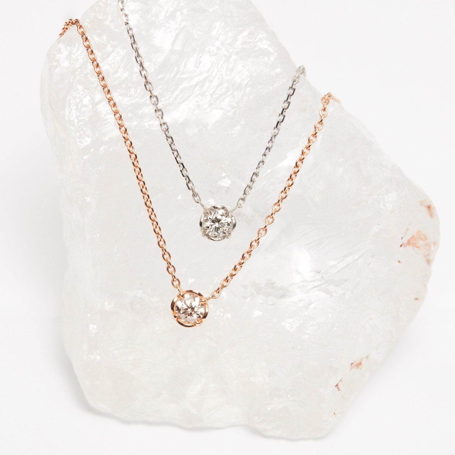 Collier - Serti Pérouse - Diamant Baby - Or rose