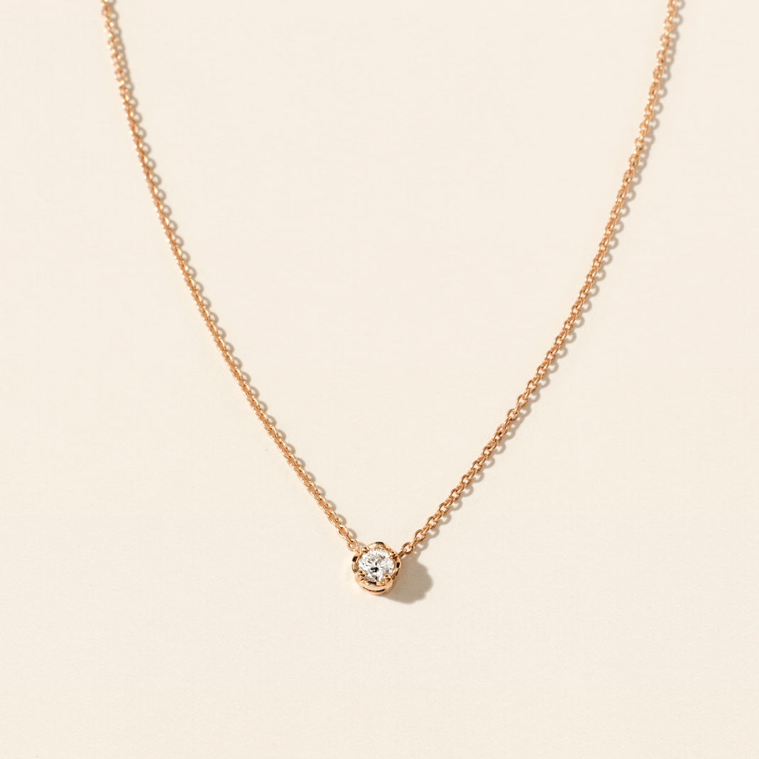 Collier - Serti Pérouse - Diamant 0.25 ct - Or rose