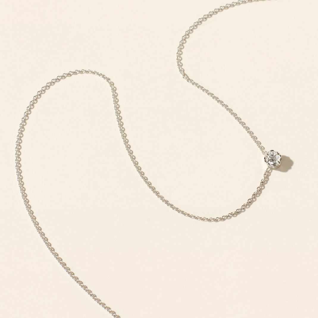 Collier - Serti Pérouse - Diamant 0.20 ct - Or blanc