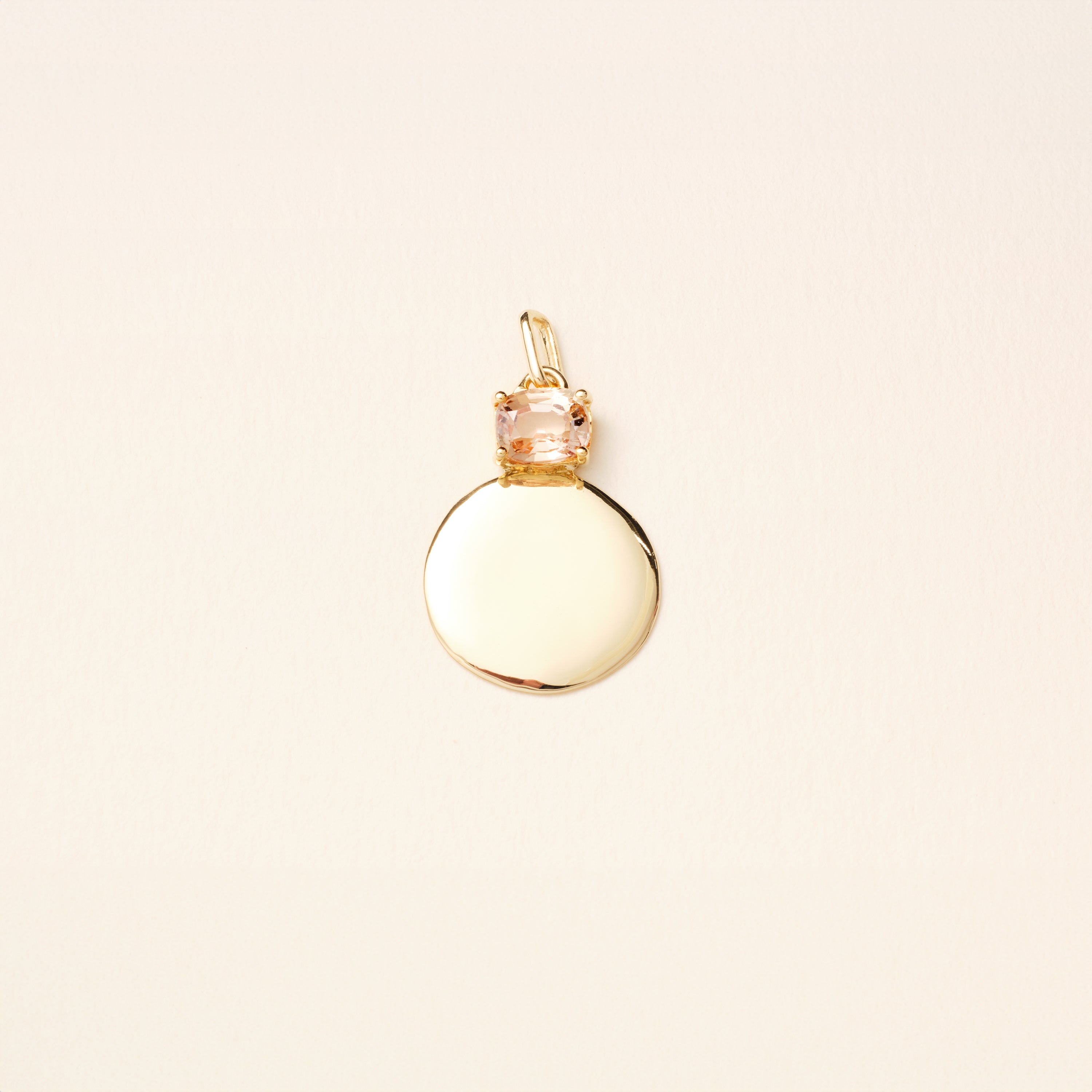 Pendentif - Médaille -  Fragments saphir rose pêche - Or jaune