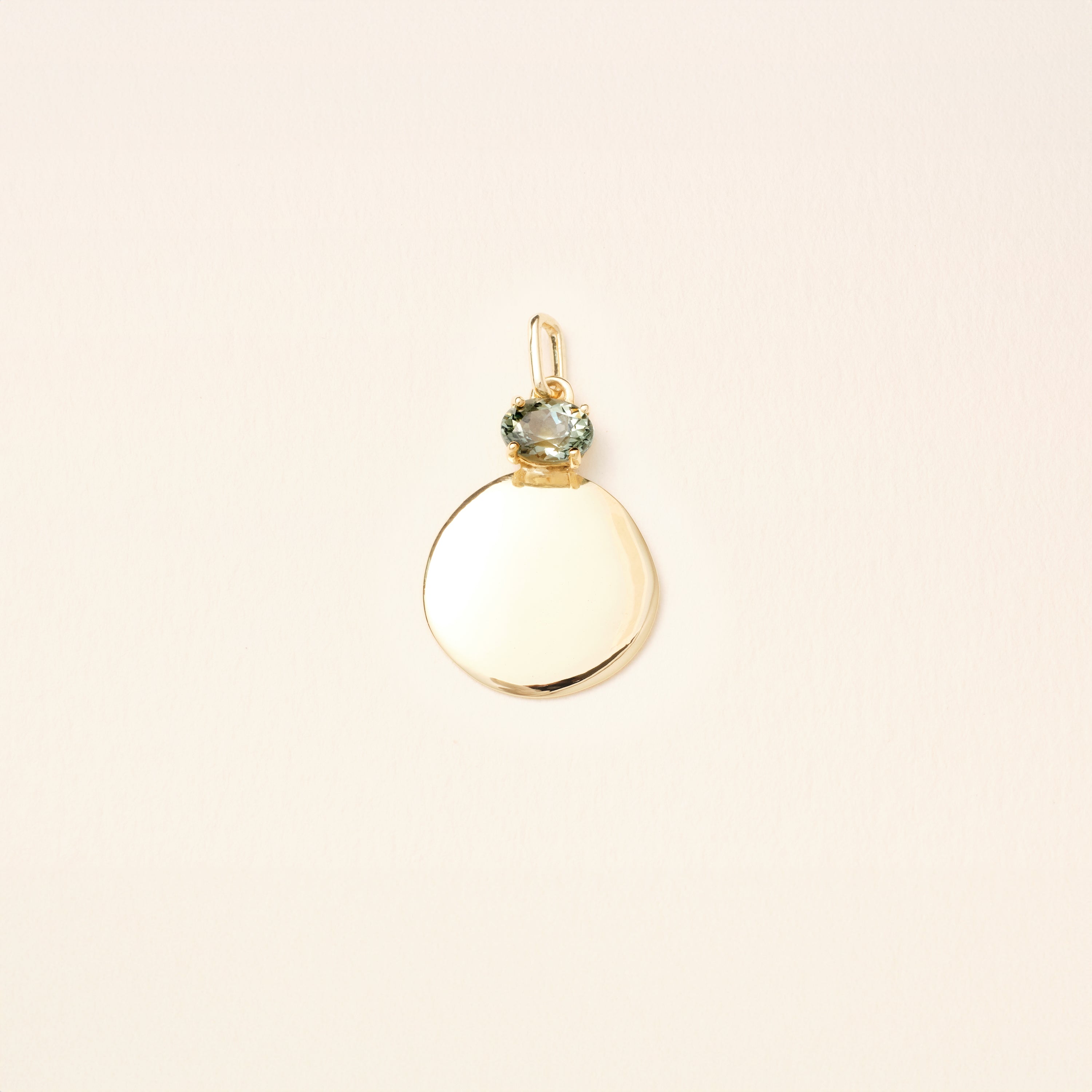 Pendentif - Médaille - Fragments saphir vert light oval - Or jaune