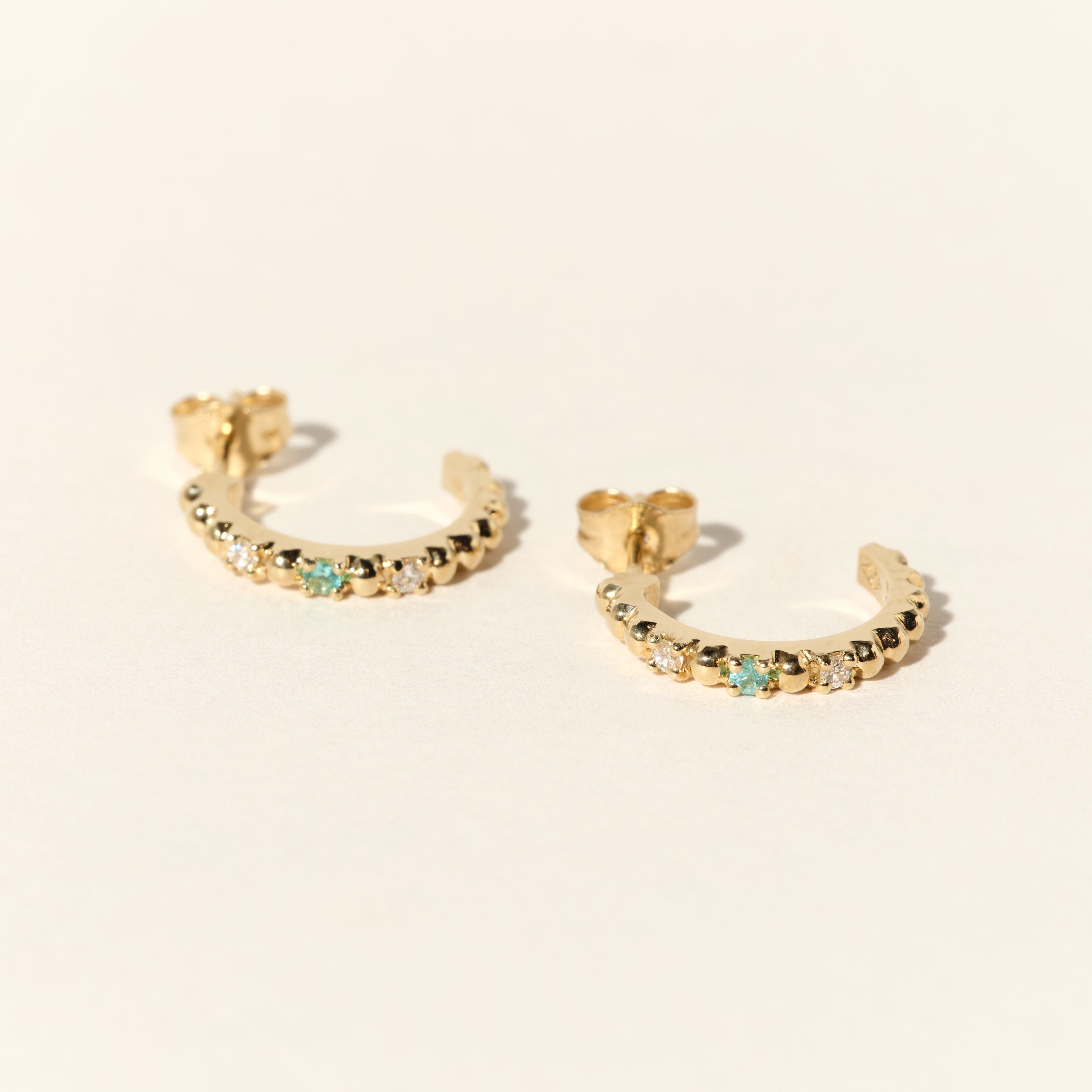 Boucles d'oreilles - Alma - Tourmaline paraïba et diamants - Or jaune