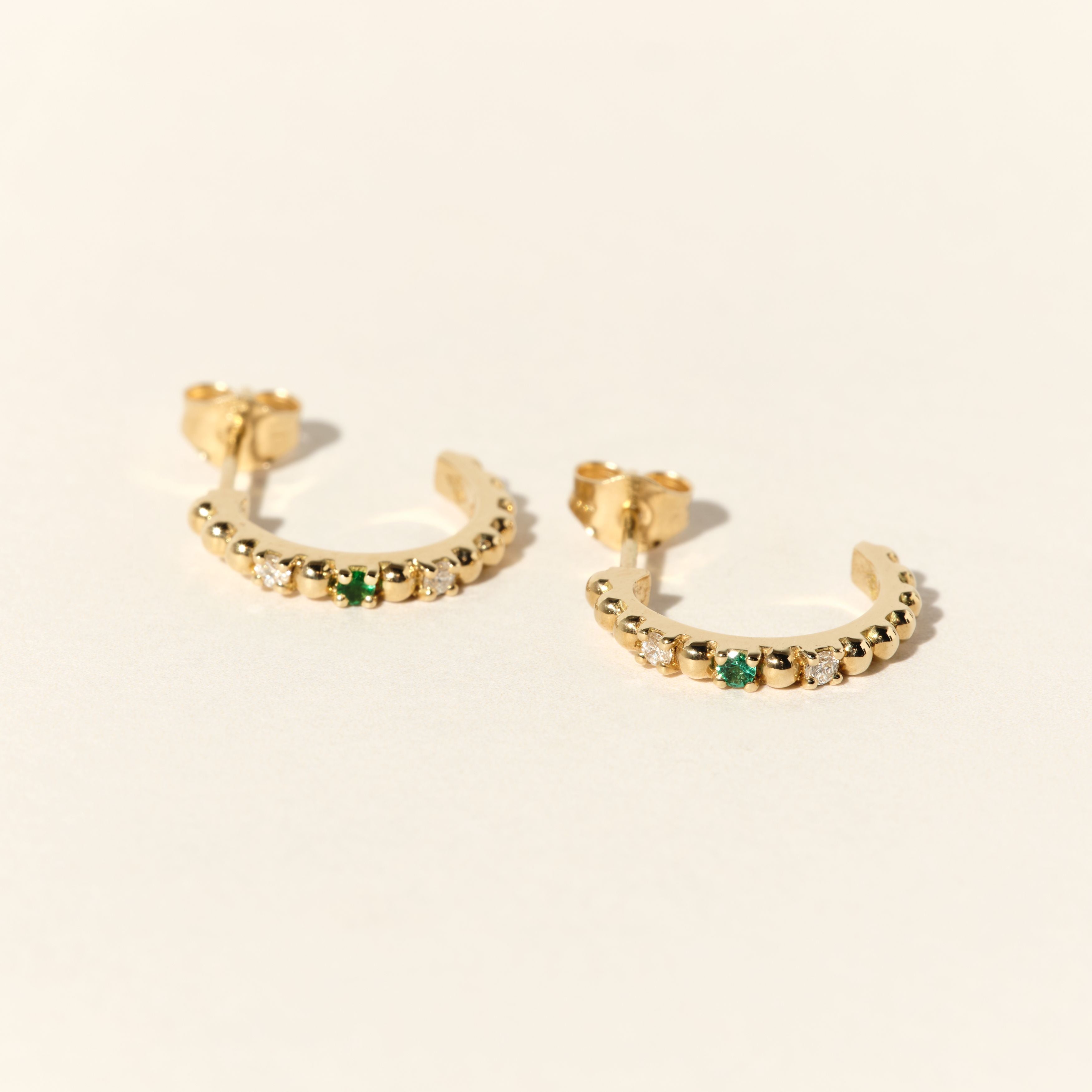 Boucles d'oreilles - Alma - Emeraude et diamants - Or jaune