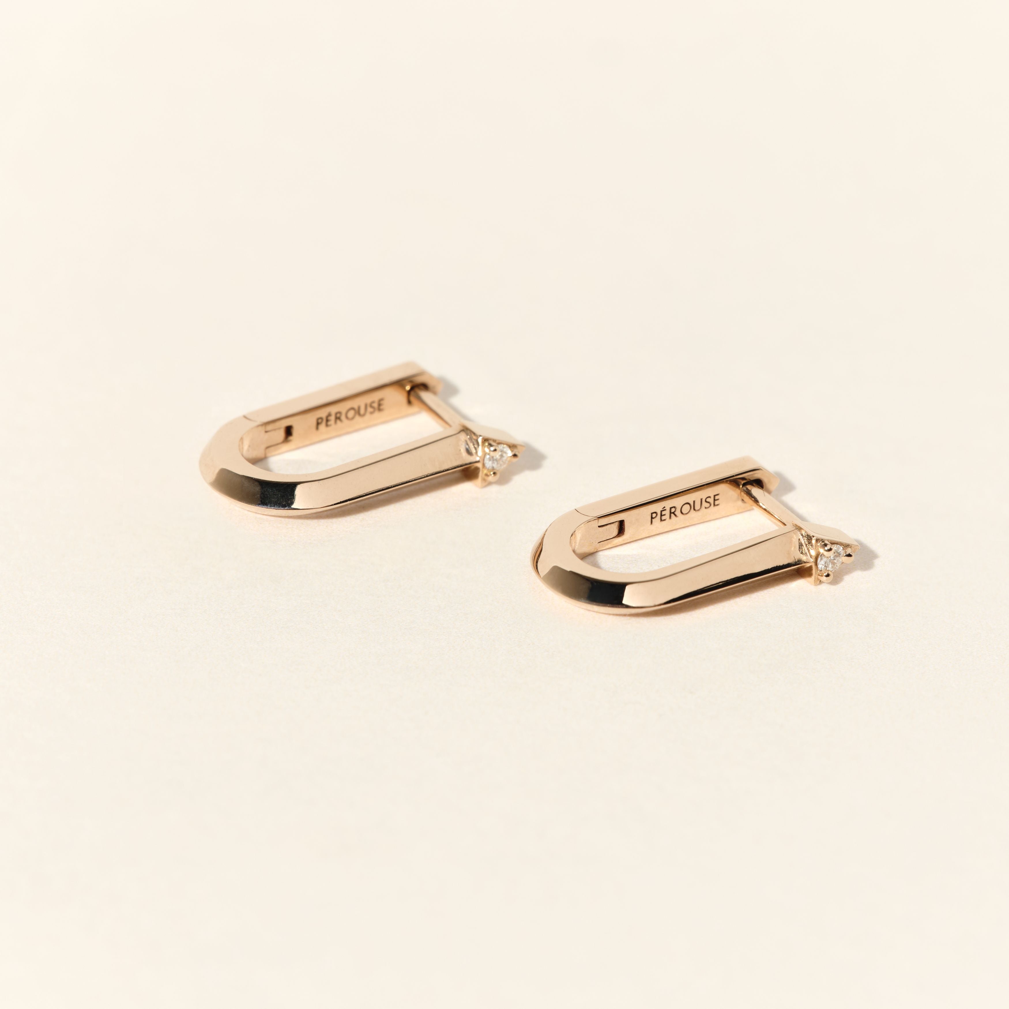 Boucles d'oreilles - Brooklyn - Fil couteau diamants - Or rose