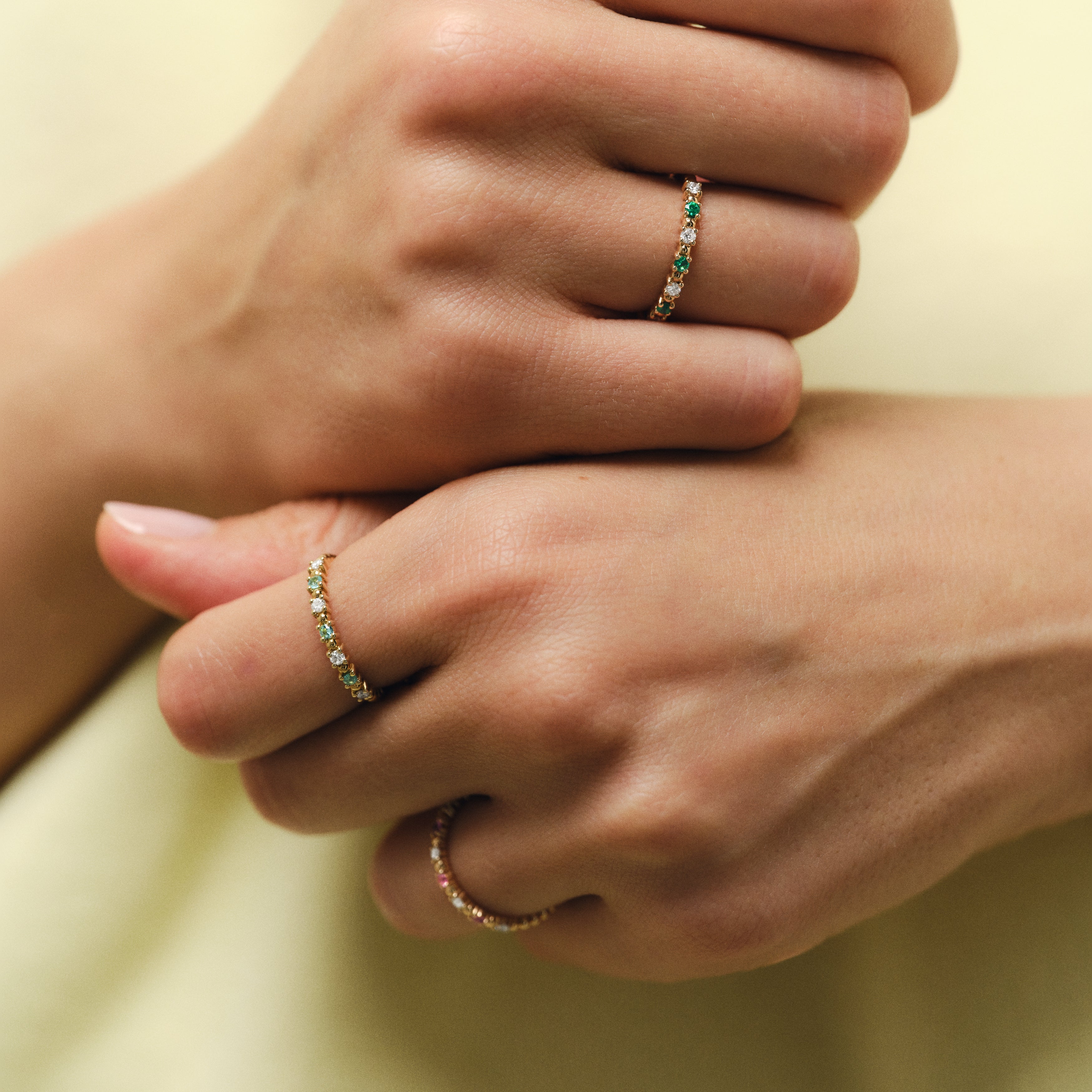 Bague Alma Baby tourmaline paraiba et diamants - Or jaune