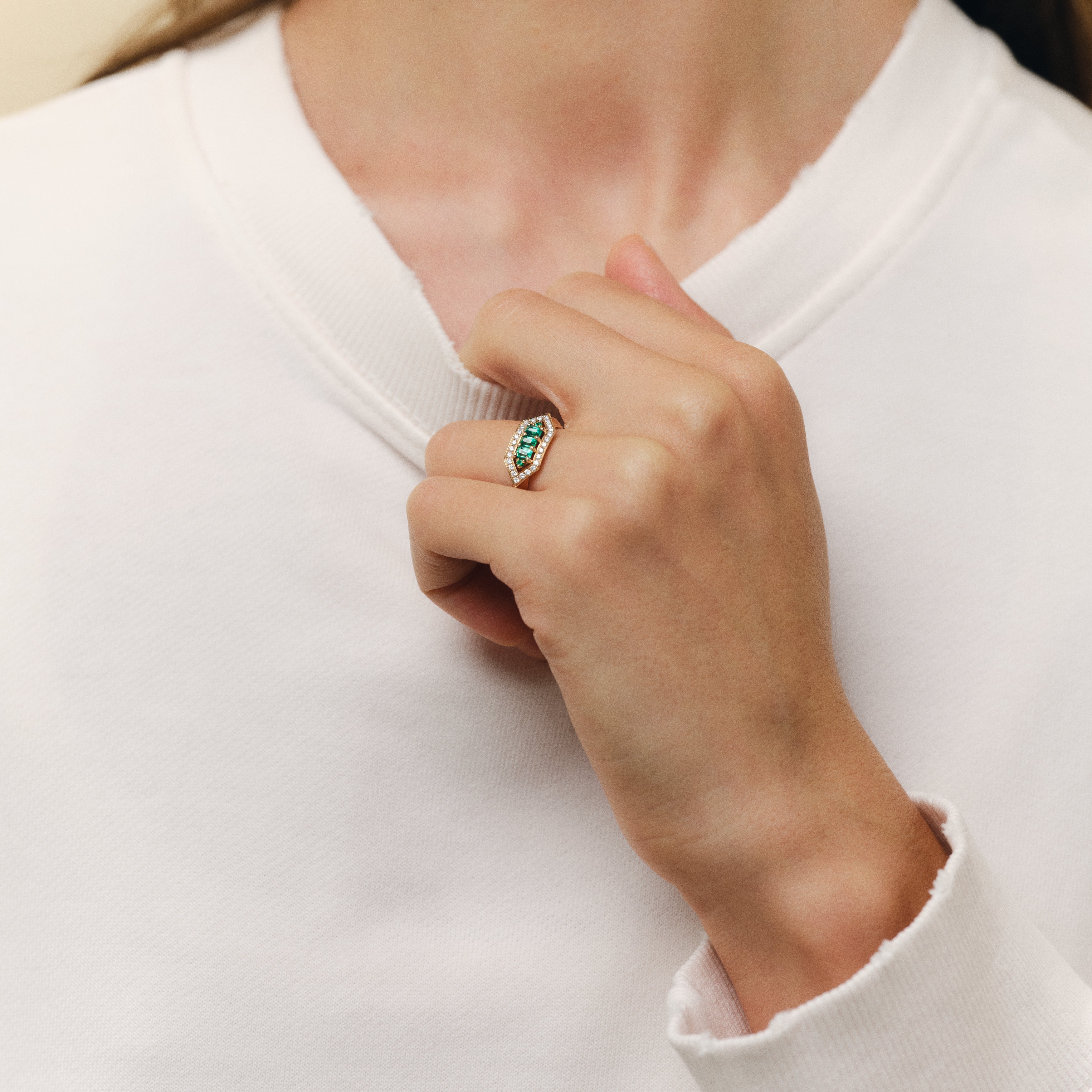 Bague Brooklyn émeraudes - Or jaune