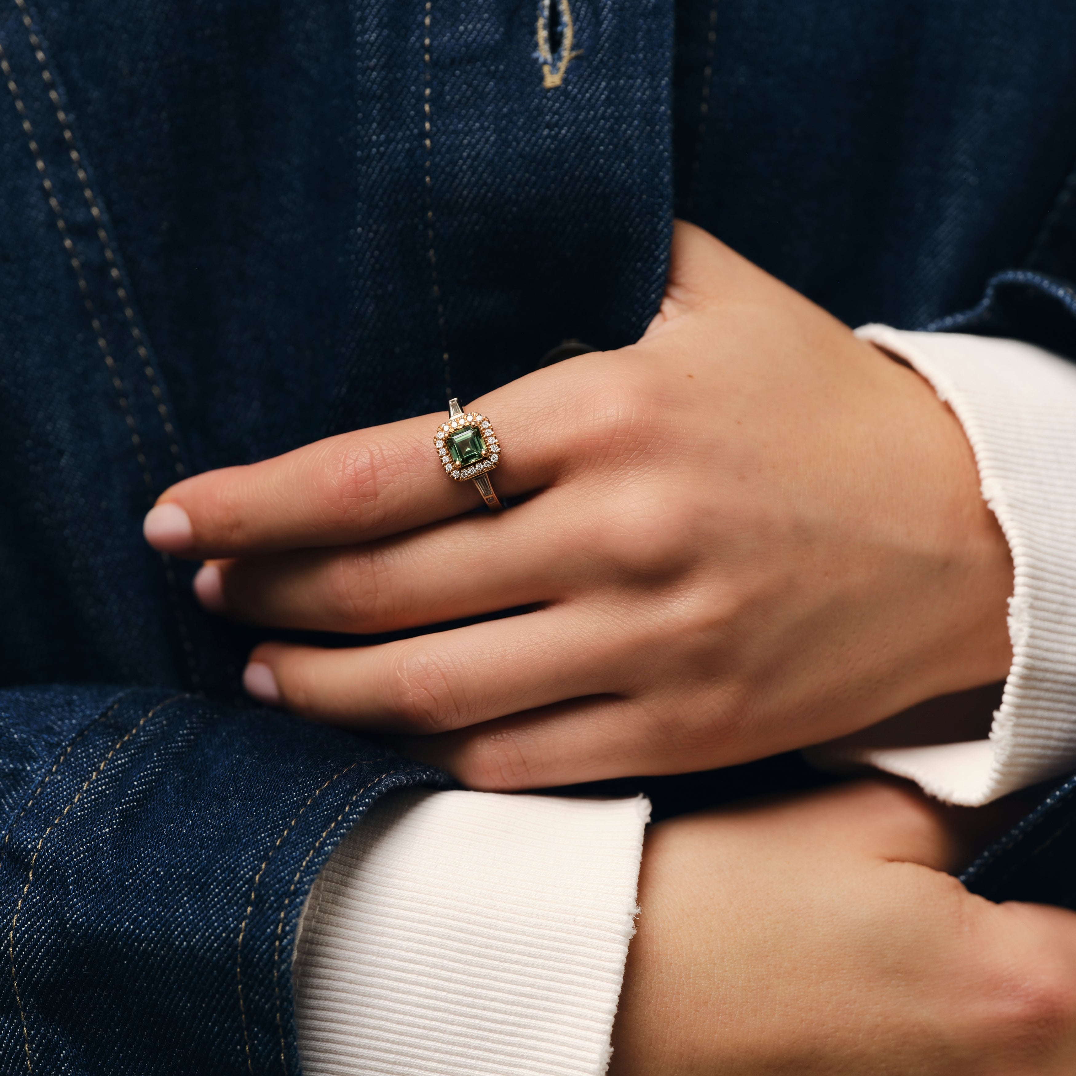 Bague Vegas saphir vert - Or rose