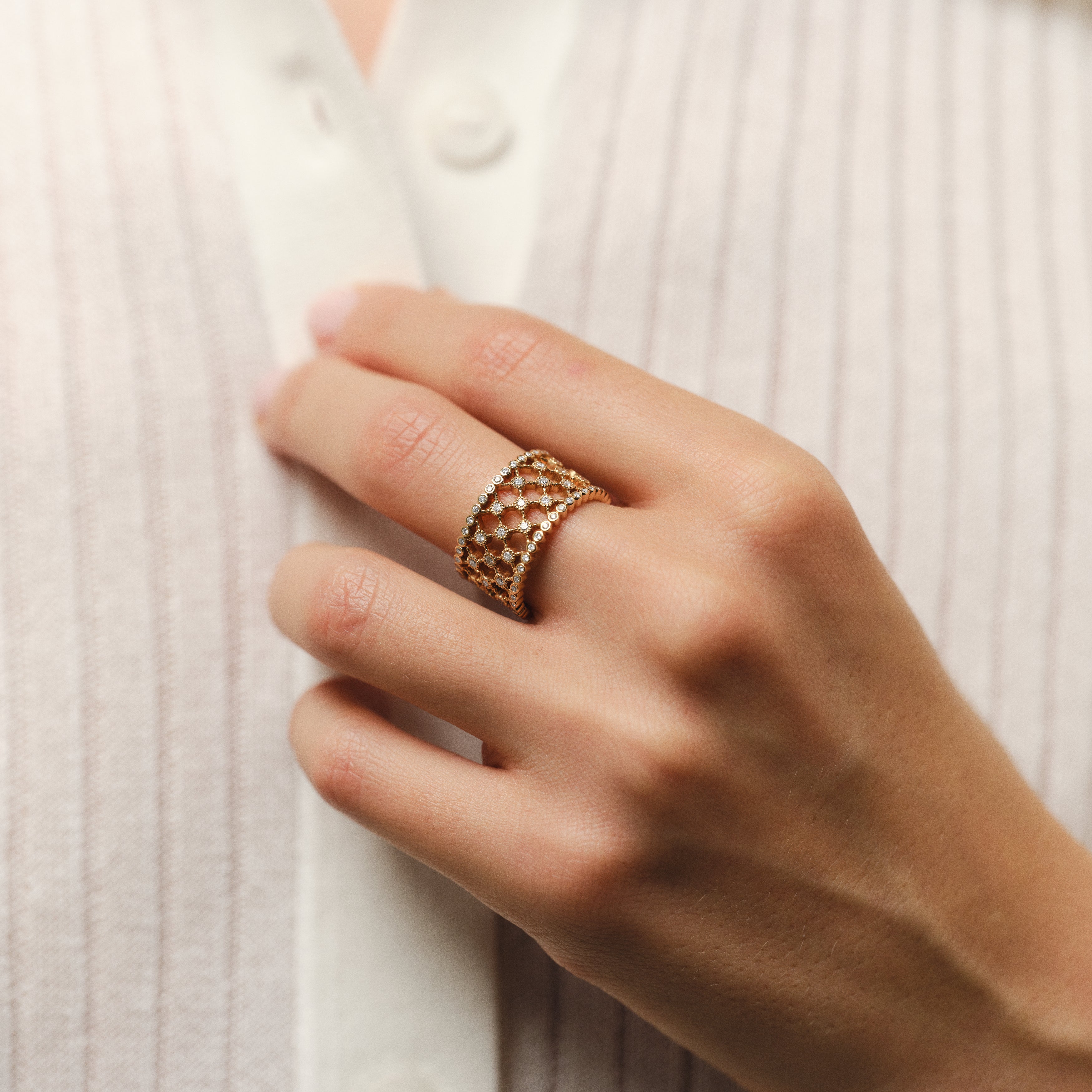 Bague Blanche diamants serti clos - Or blanc