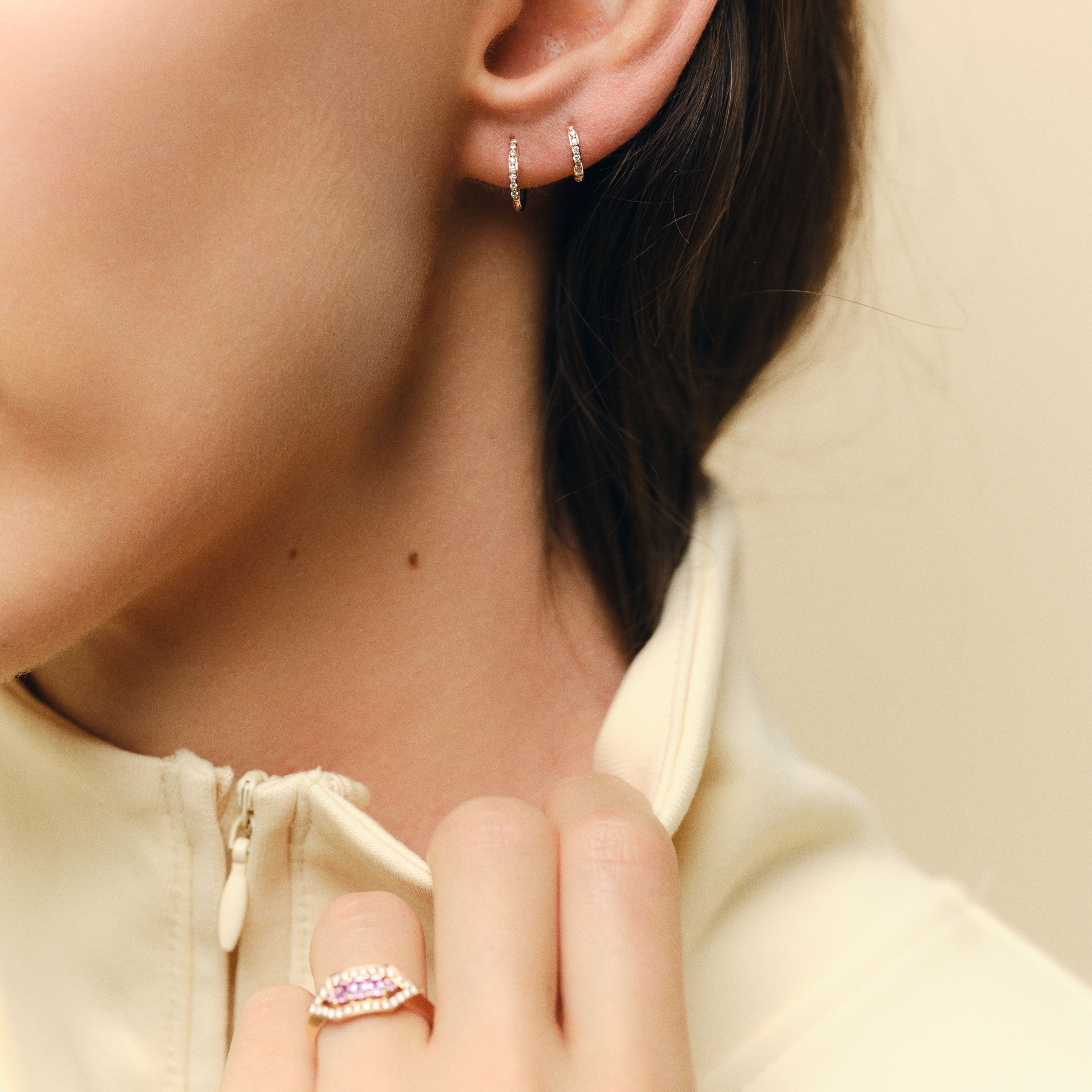Boucles d'oreilles - Hibiscus - Baby créoles - Or rose