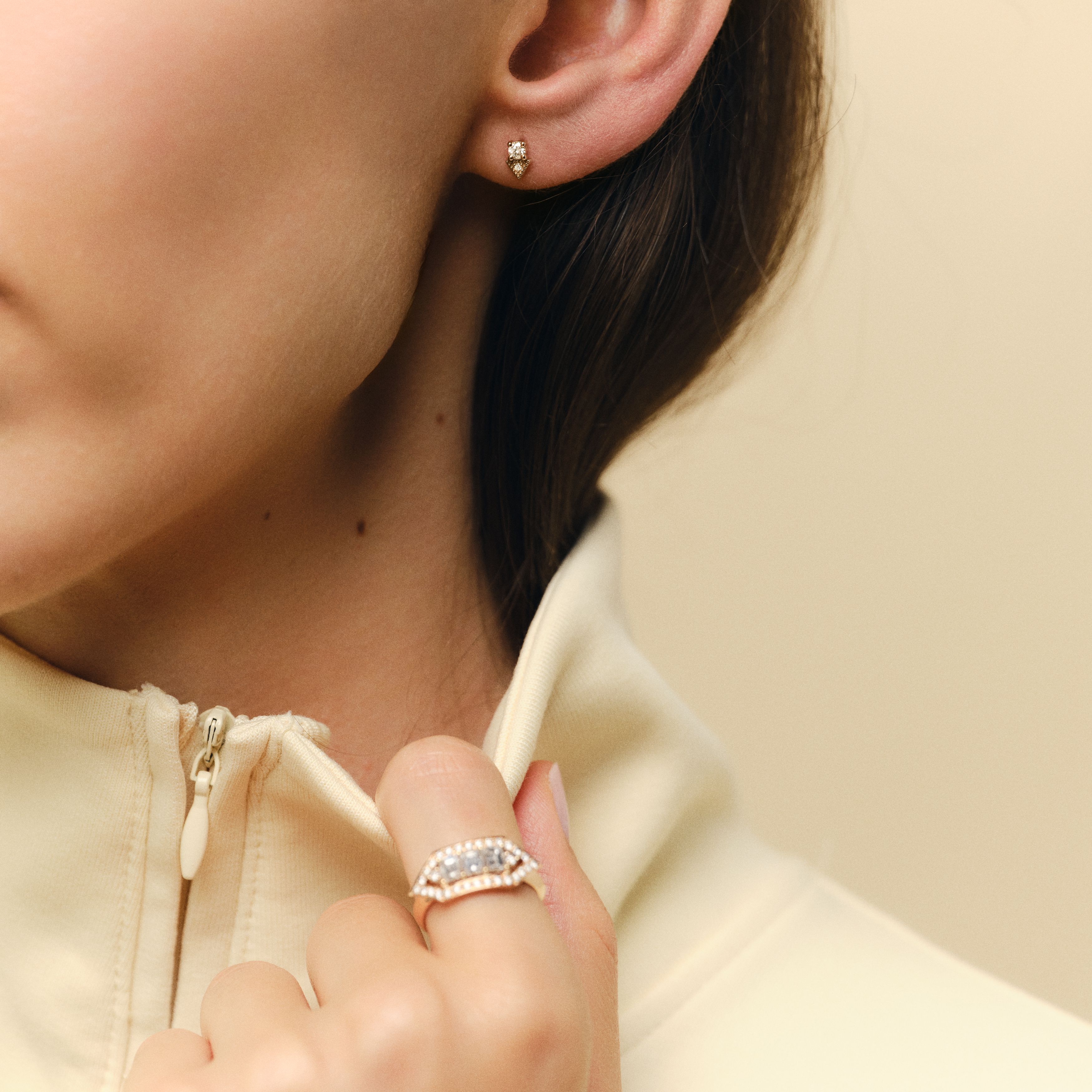 Puces d'oreilles - Brooklyn - Diamants - Or rose