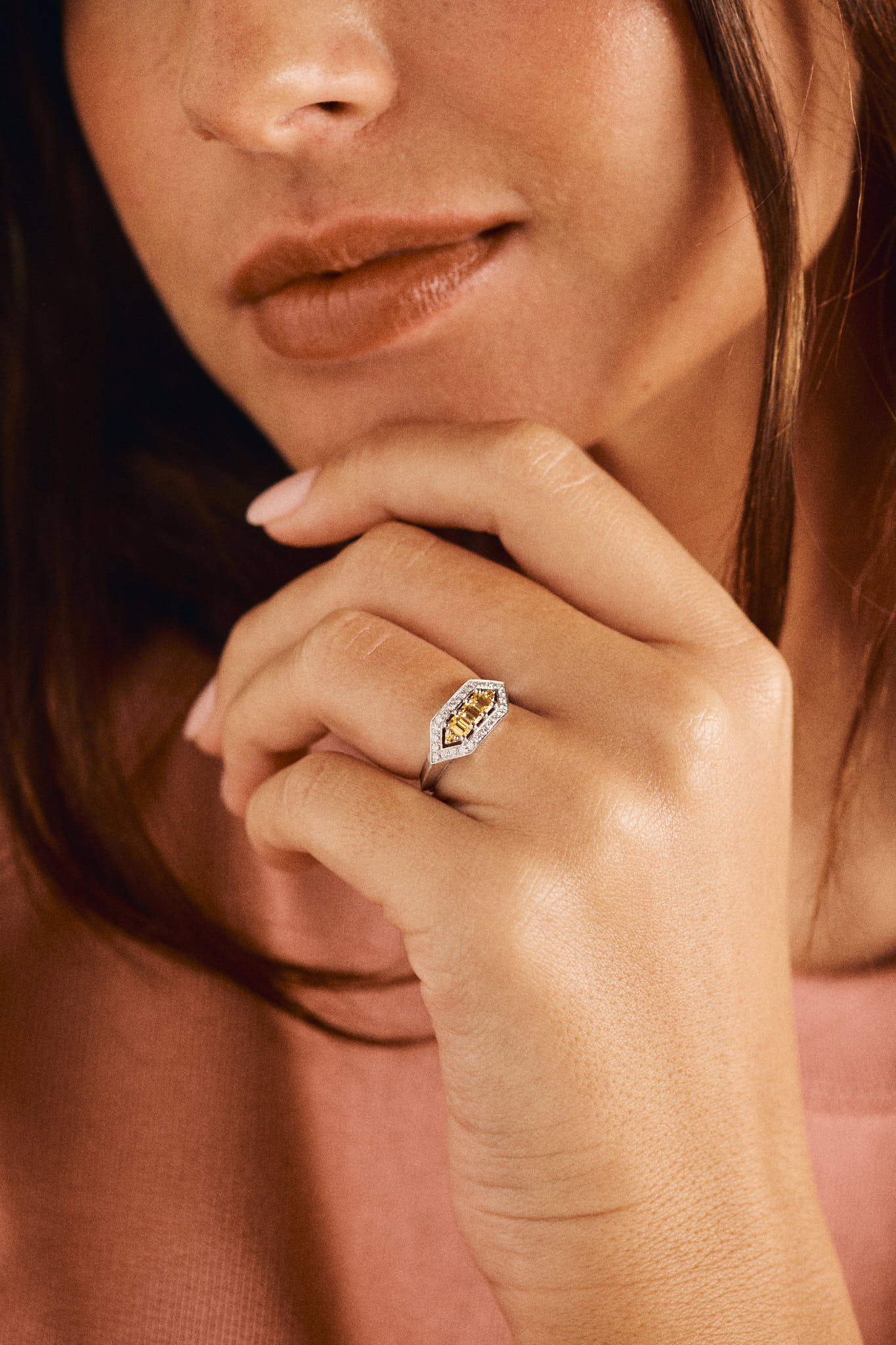 Bague Brooklyn saphirs jaunes - Or rose