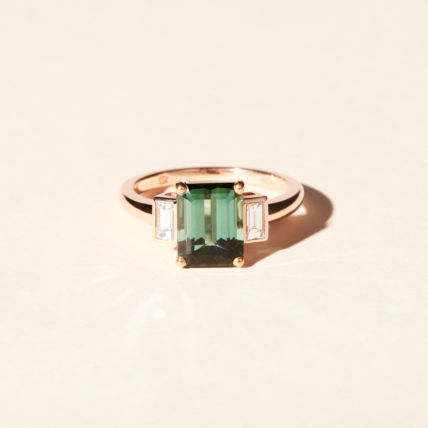 Bague Belo Horizonte tourmaline verte GM - Or rose