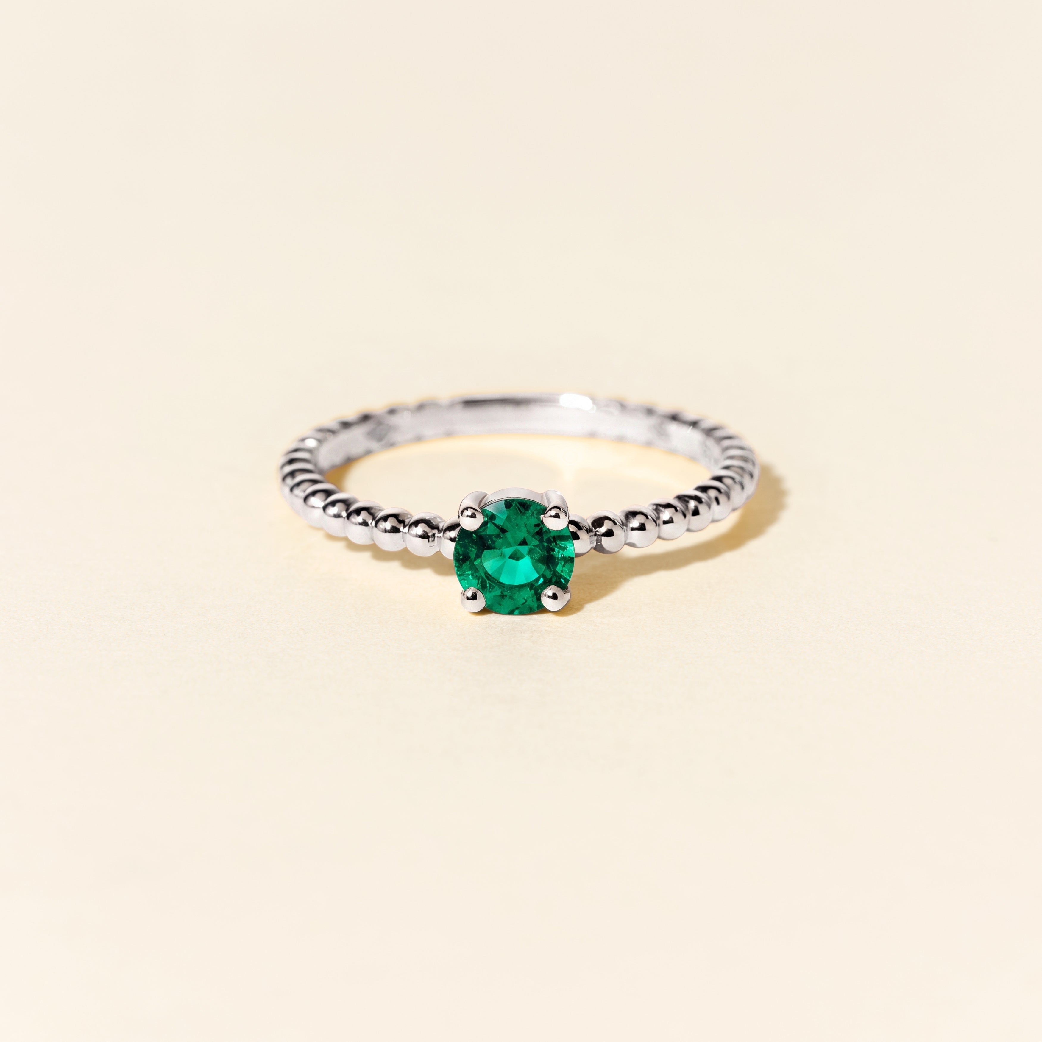 Alma Solitaire Emerald Ring - White Gold