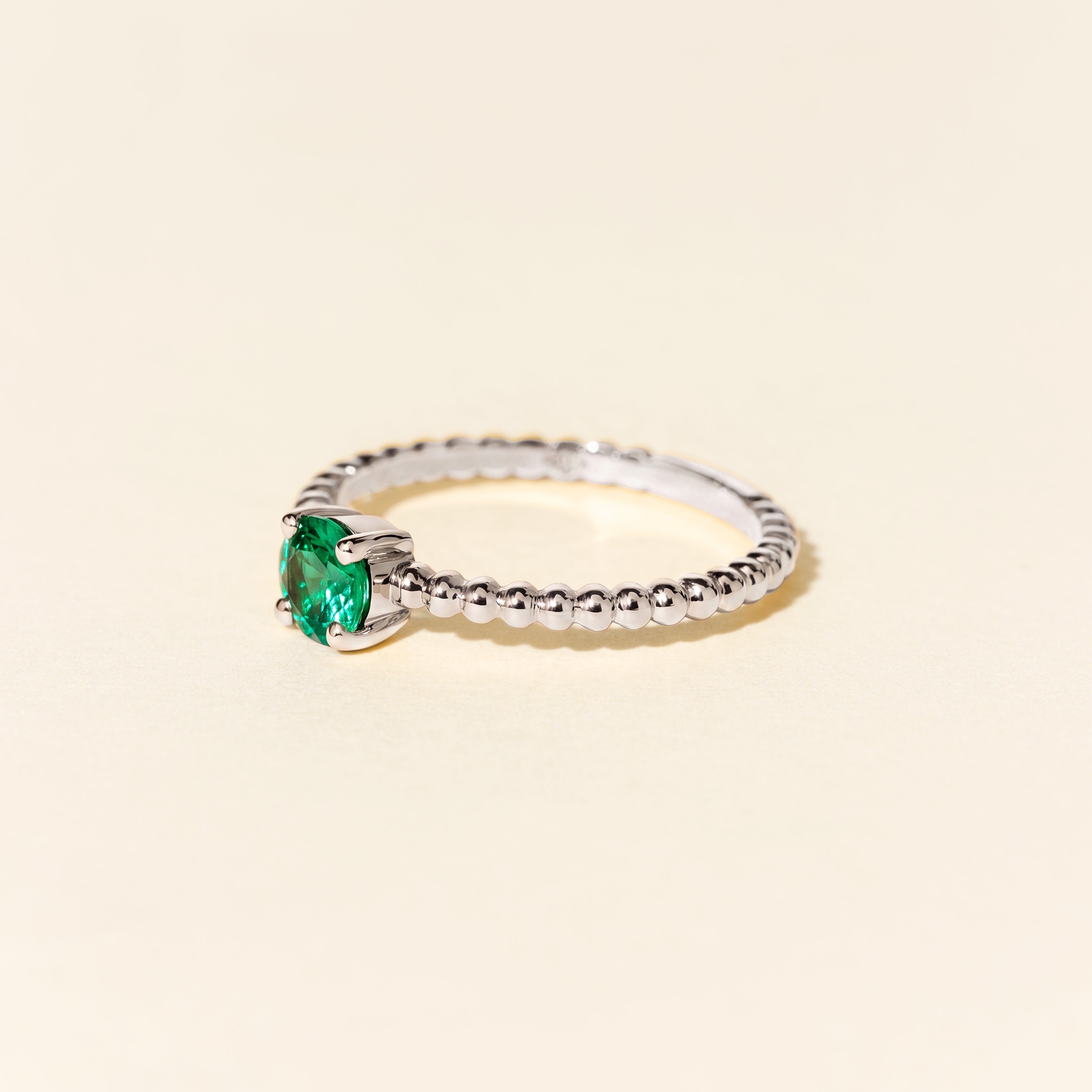 Alma Solitaire Emerald Ring - White Gold