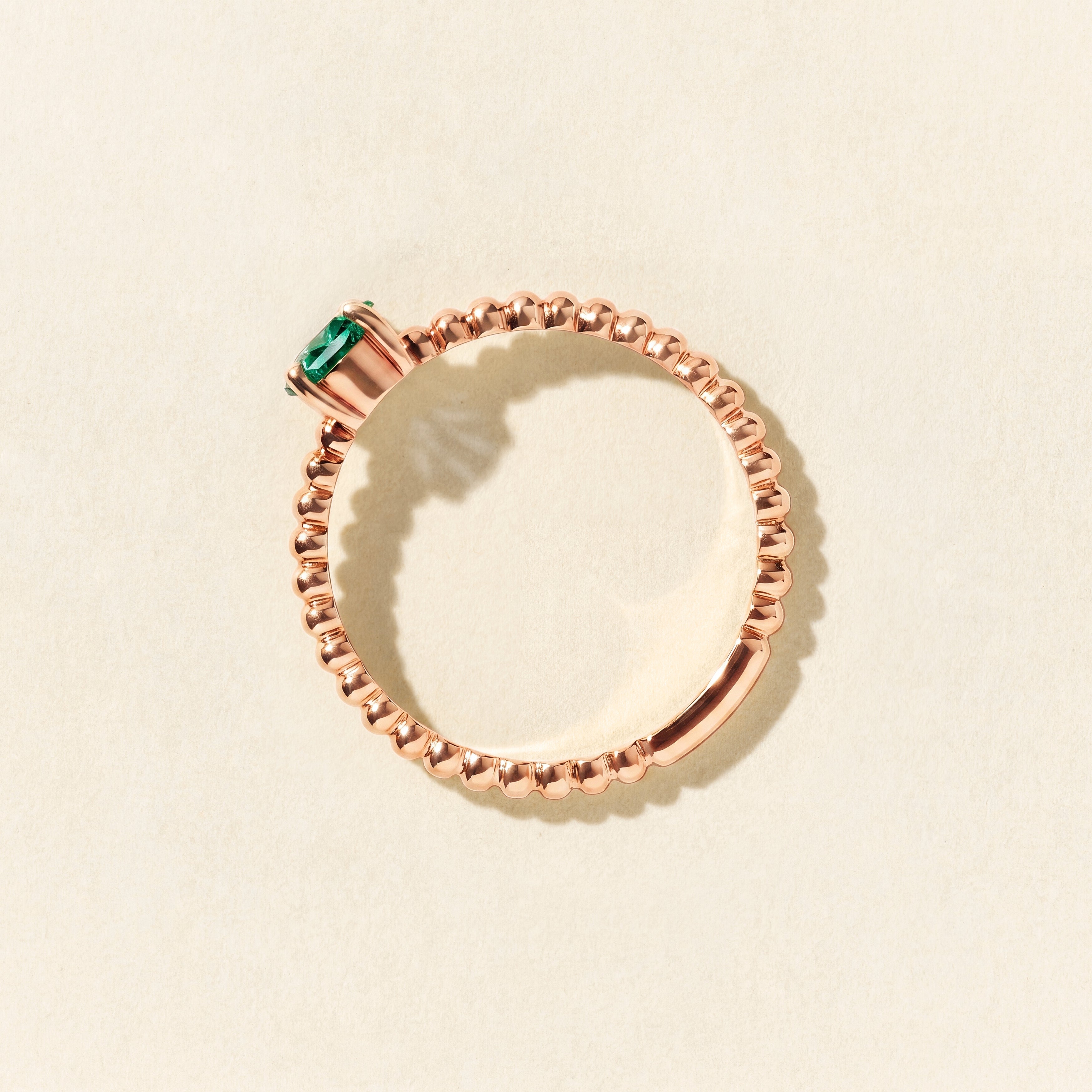 Alma Solitaire Emerald Ring - Rose Gold