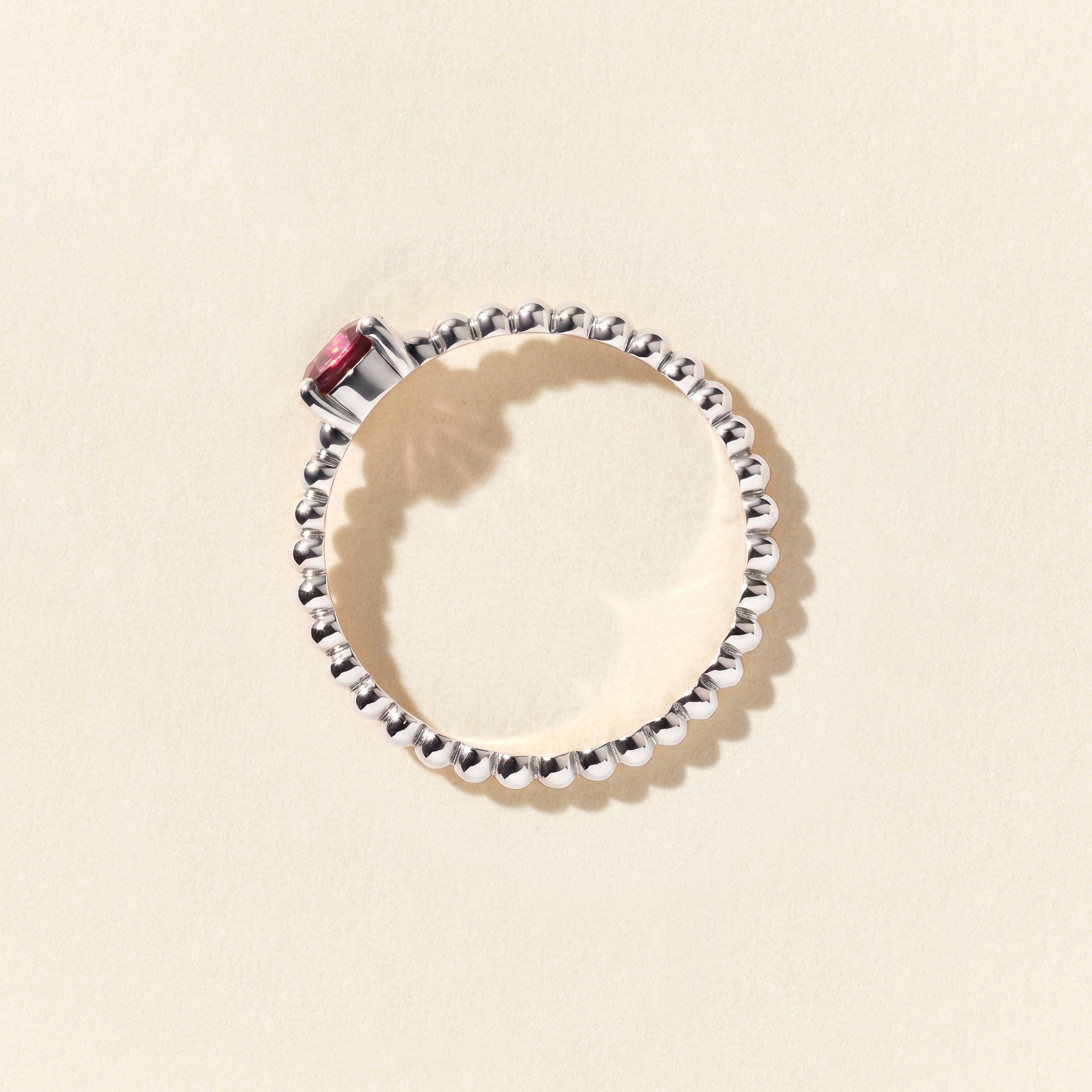 Alma Solitaire Ring with Rhodolite - White Gold