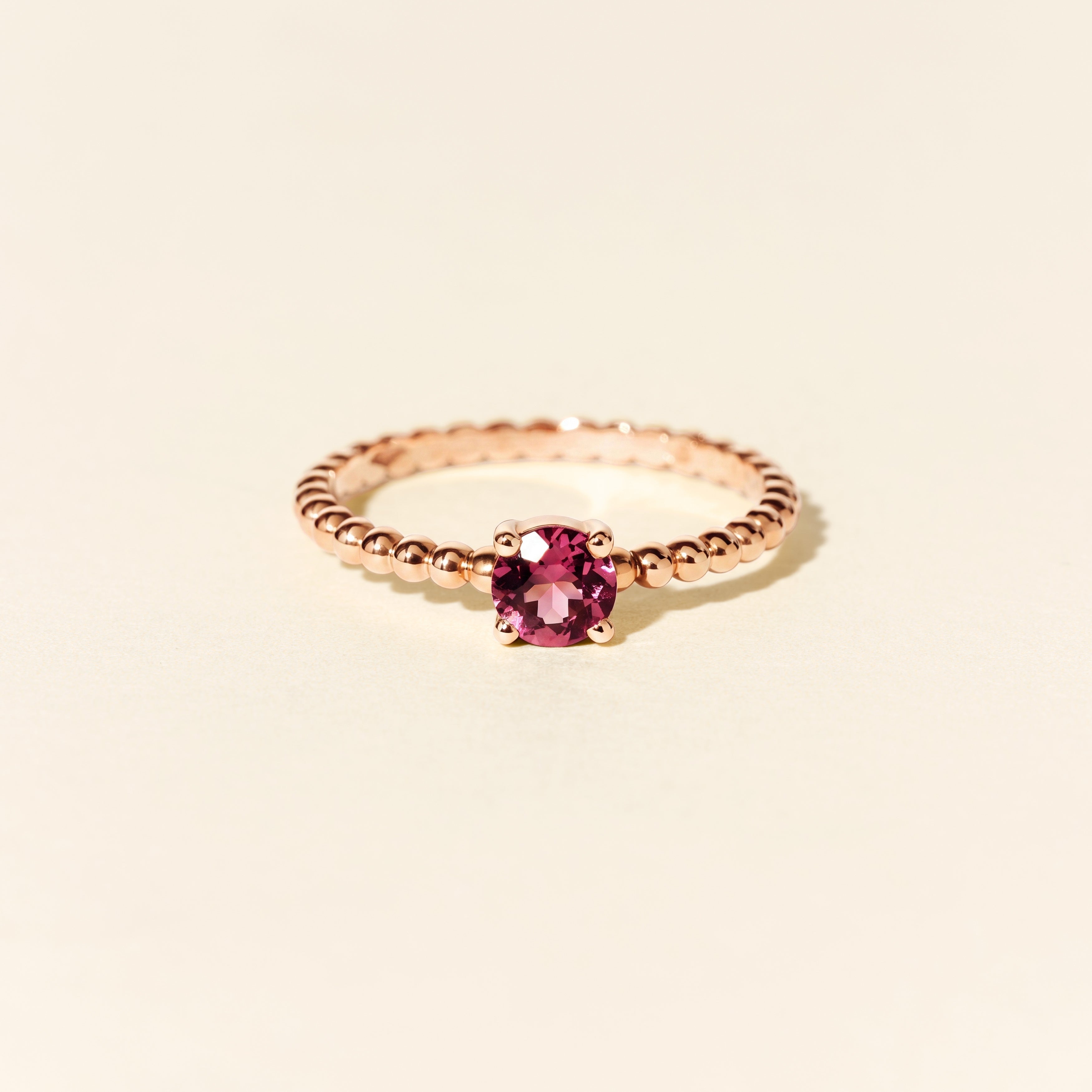 Alma Solitaire Rhodolite Ring - Rose Gold