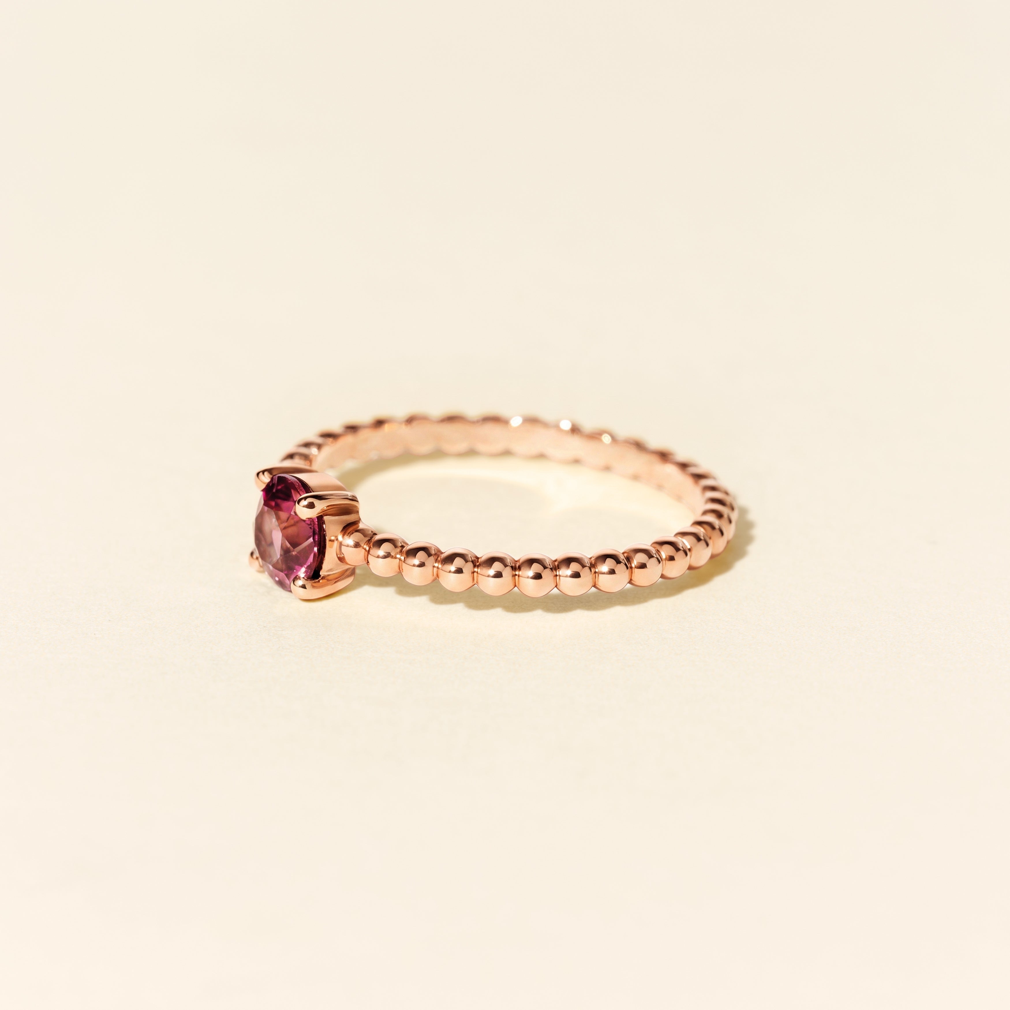 Alma Solitaire Rhodolite Ring - Rose Gold