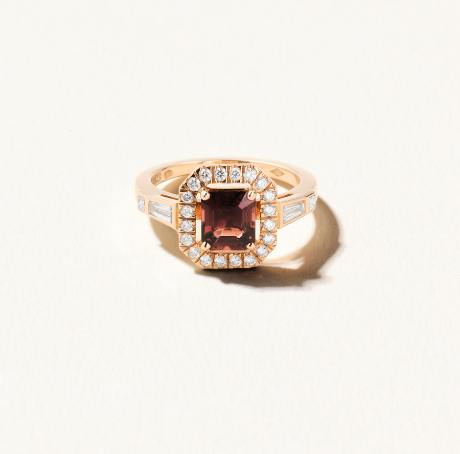 Bague Vegas spinelle rouge et diamants, pièce unique