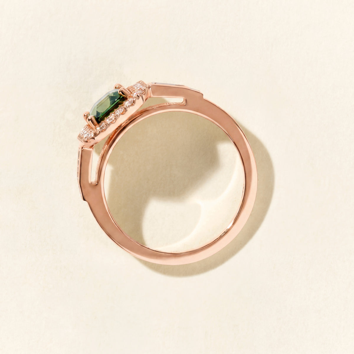 Bague Vegas saphir vert - Or rose