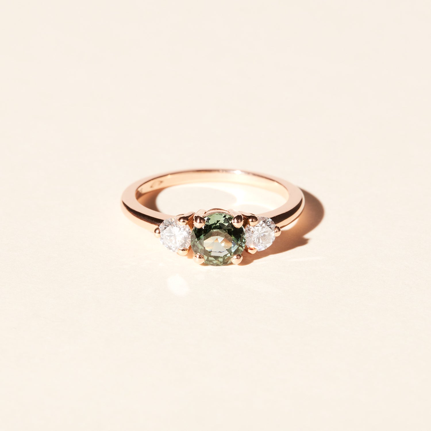 Bague Bahia saphir vert et diamants PM - Or rose