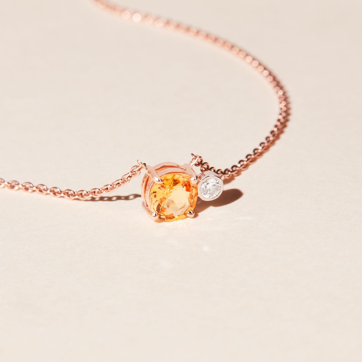 Collier - Tropicale - Fortaleza saphir orange - Or rose