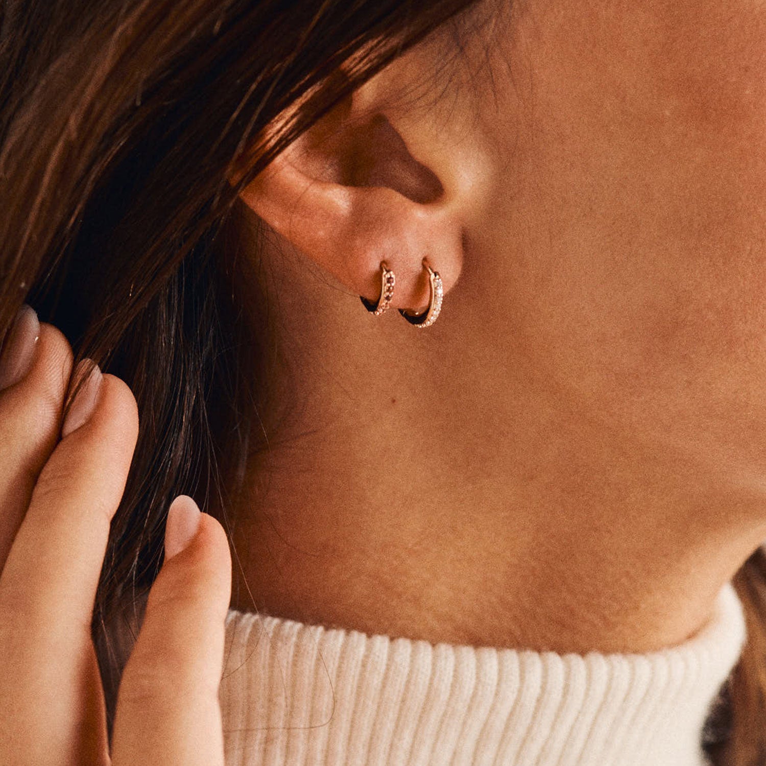 Boucles d'oreilles - Hibiscus - Créoles - Or rose